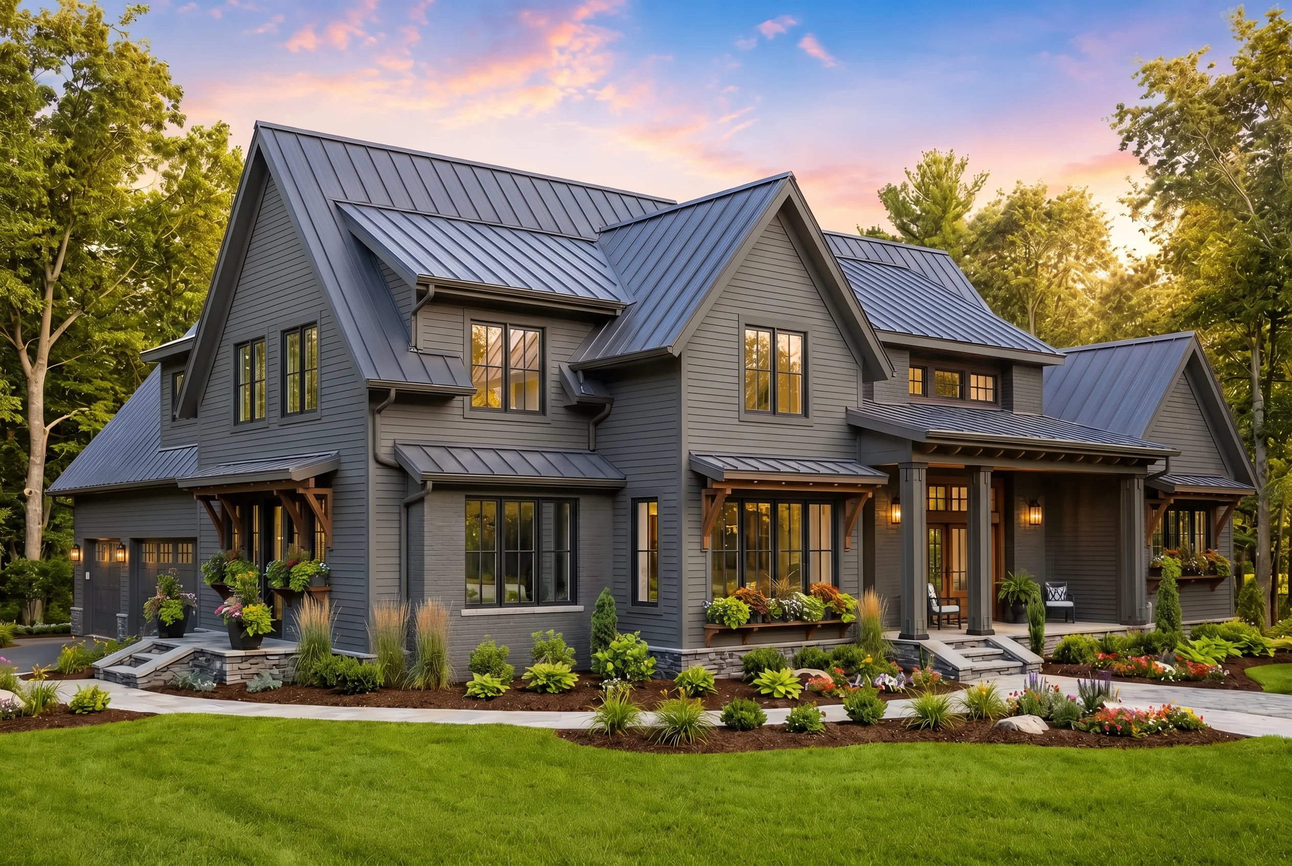 24-1759 HOUSE PLAN – Modern Farmhouse Home Plan – 4-Bed, 4.5-Bath, 2,886 SF - Modern Dark, AI-generated exterior concept