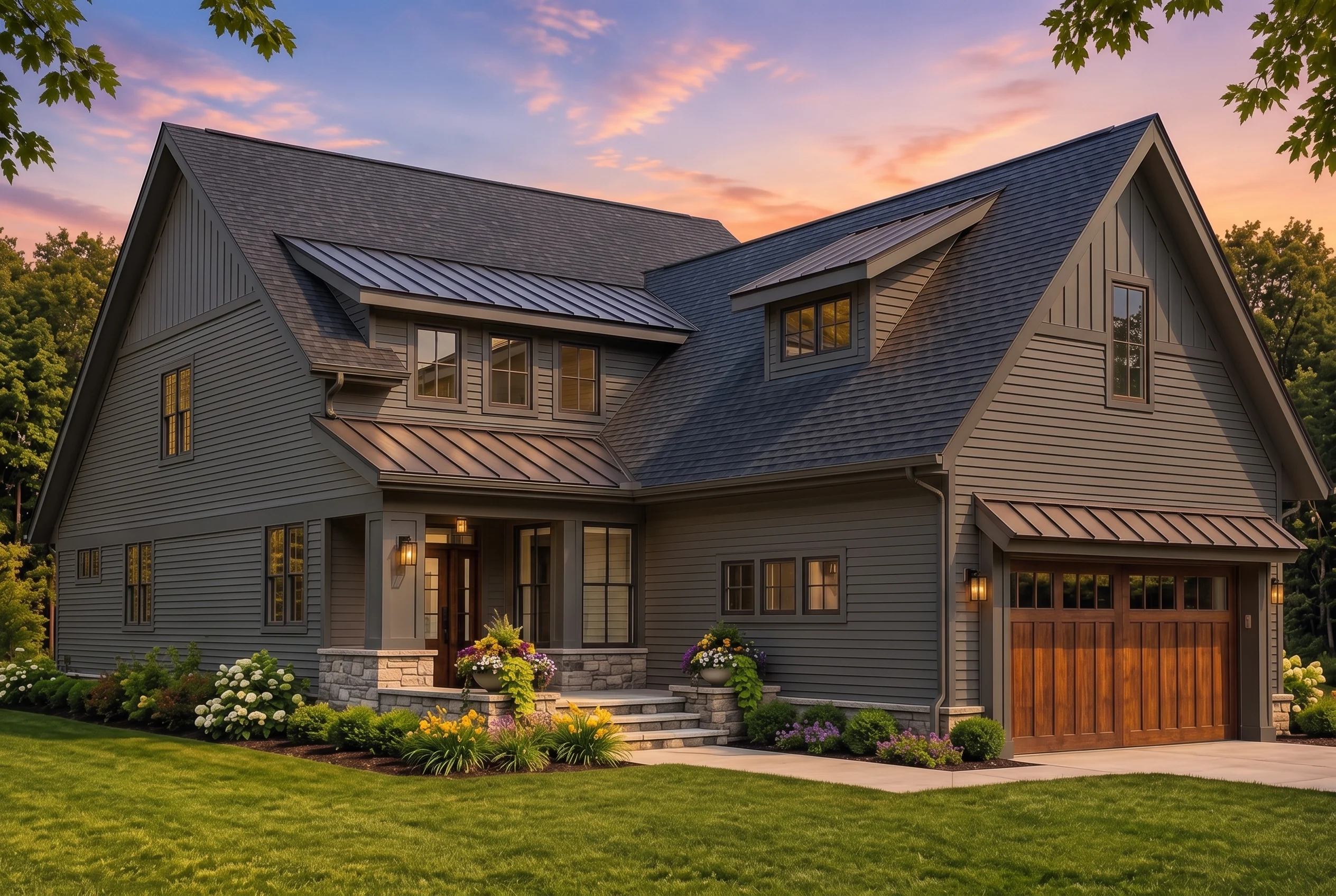 24-1076 HOUSE PLAN – Modern Farmhouse Home Plan – 4-Bed, 2.5-Bath, 2,870 SF - Modern Dark, AI-generated exterior concept
