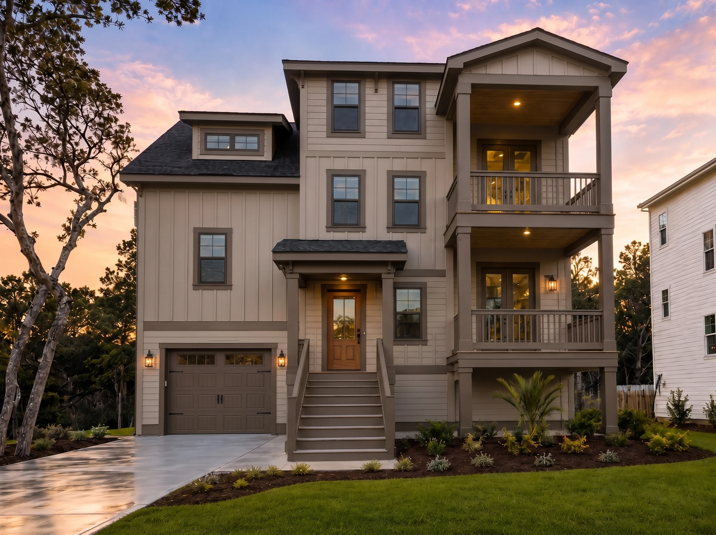 24-1003 HOUSE PLAN – Beach Home Plan – 4-Bed, 3.5-Bath, 2,855 SF - Warm Natural, AI-generated exterior concept