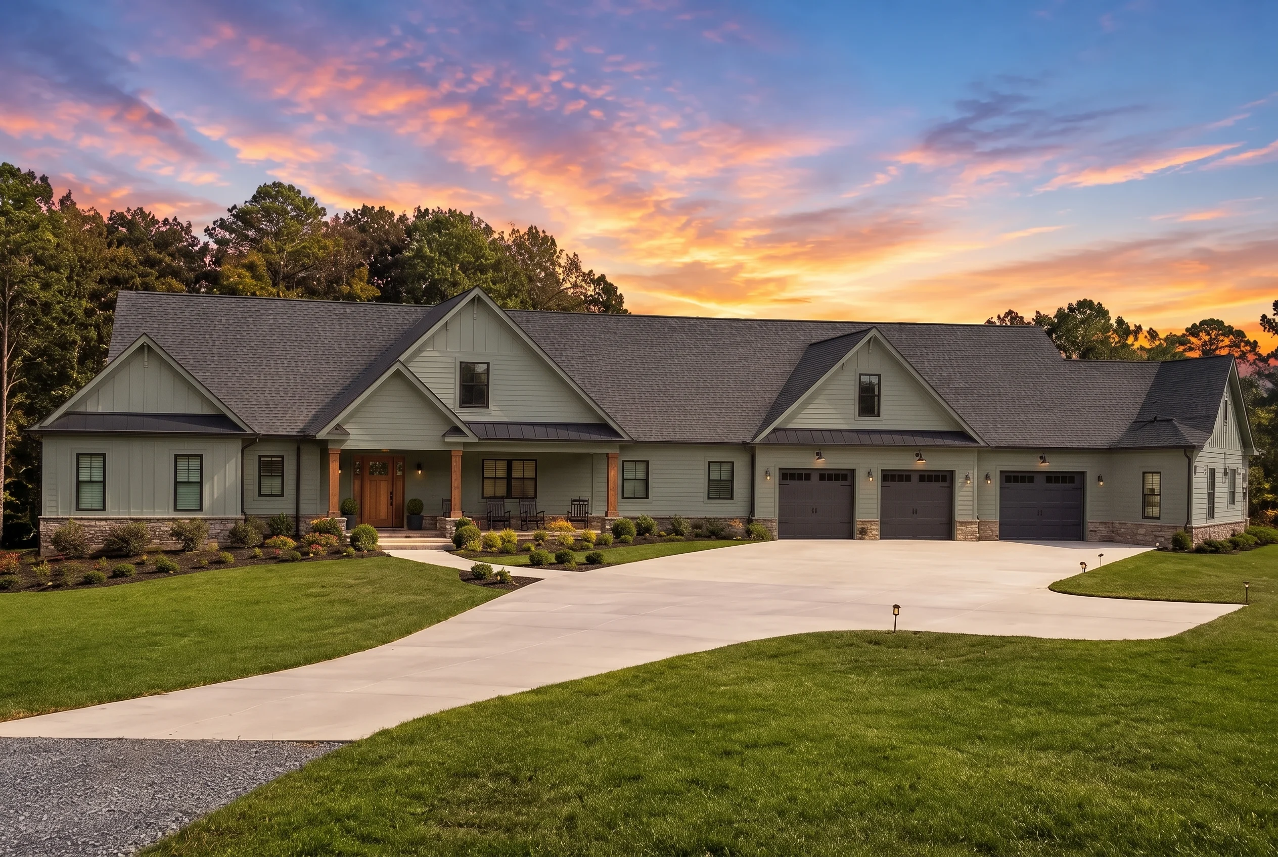 24-1097 HOUSE PLAN – Modern Farmhouse Home Plan – 4-Bed, 5-Bath, 4,345 SF - Modern Brick, AI-generated exterior concept