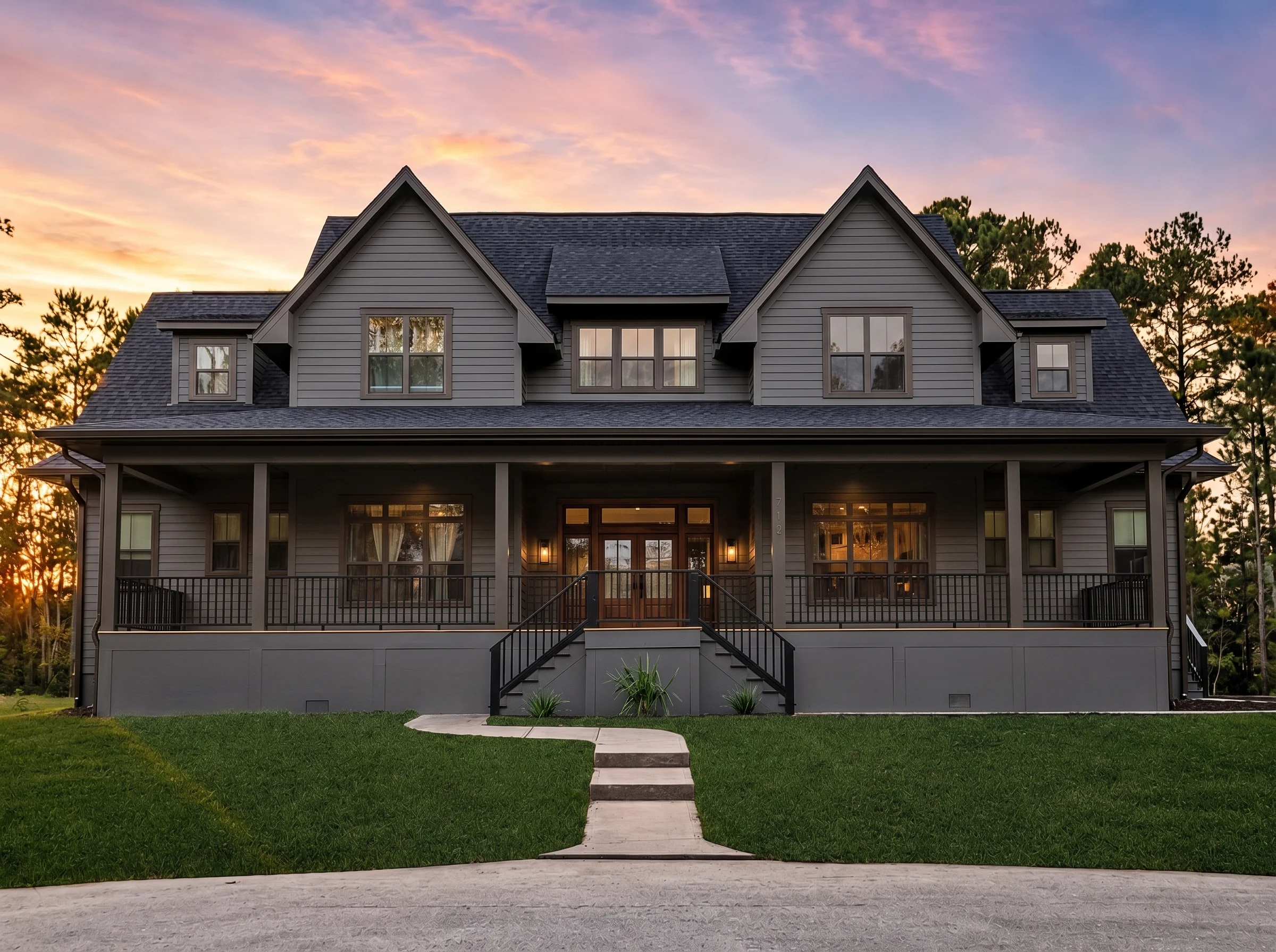 24-1787 HOUSE PLAN – Modern Farmhouse Home Plan – 6-Bed, 4-Bath, 3,200 SF - Modern Dark, AI-generated exterior concept