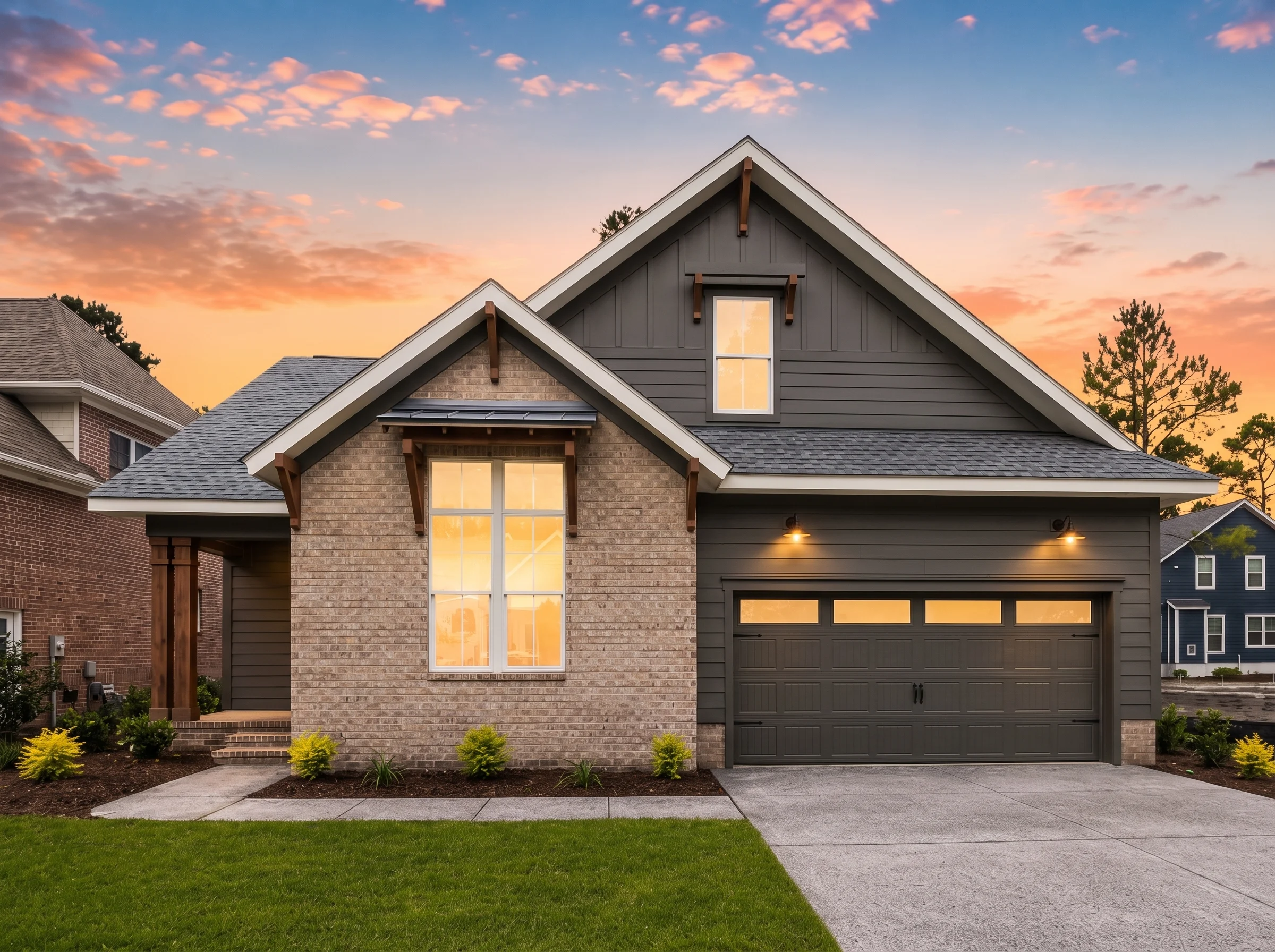 24-1310 HOUSE PLAN – Craftsman Home Plan – 3-Bed, 2.5-Bath, 1,963 SF - Modern Dark, AI-generated exterior concept