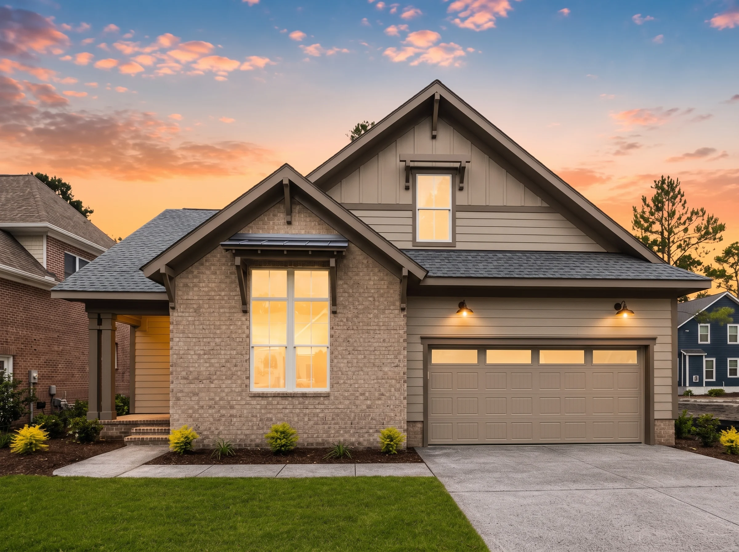 24-1310 HOUSE PLAN – Craftsman Home Plan – 3-Bed, 2.5-Bath, 1,963 SF - Warm Natural, AI-generated exterior concept