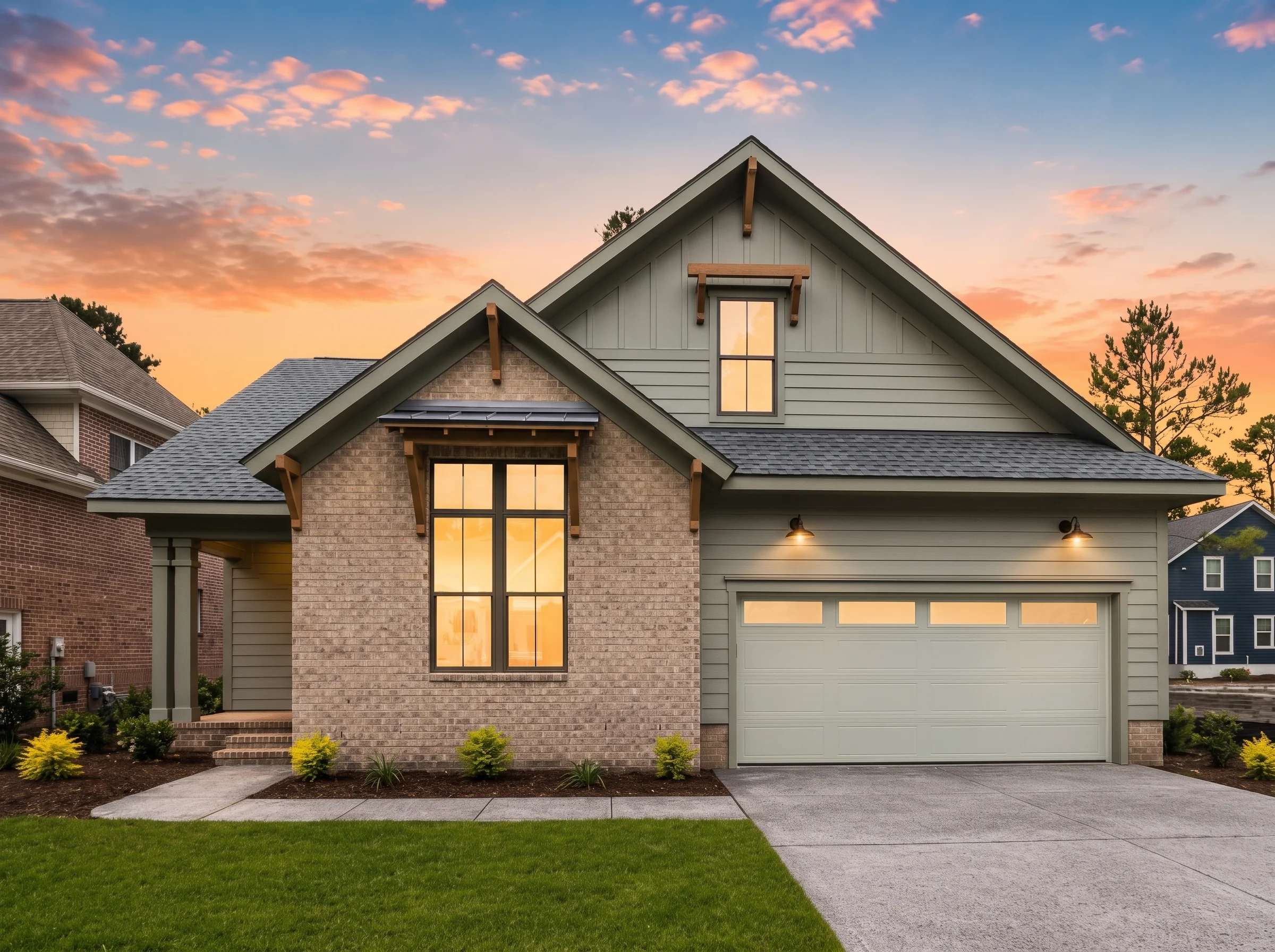 24-1310 HOUSE PLAN – Craftsman Home Plan – 3-Bed, 2.5-Bath, 1,963 SF - Modern Brick, AI-generated exterior concept