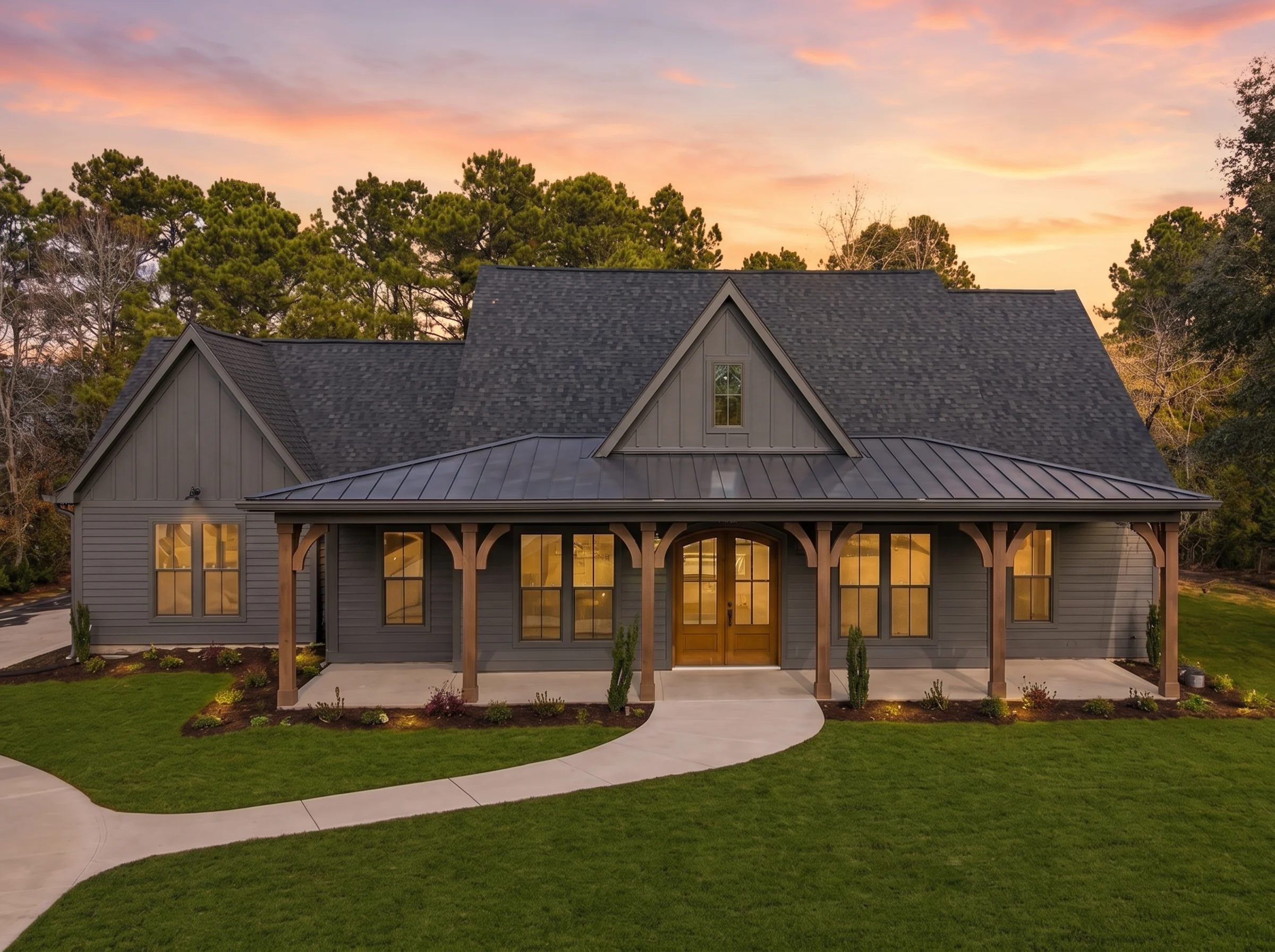 24-1527 HOUSE PLAN – Modern Farmhouse Home Plan – 3-Bed, 2.5-Bath, 2,315 SF - Modern Dark, AI-generated exterior concept