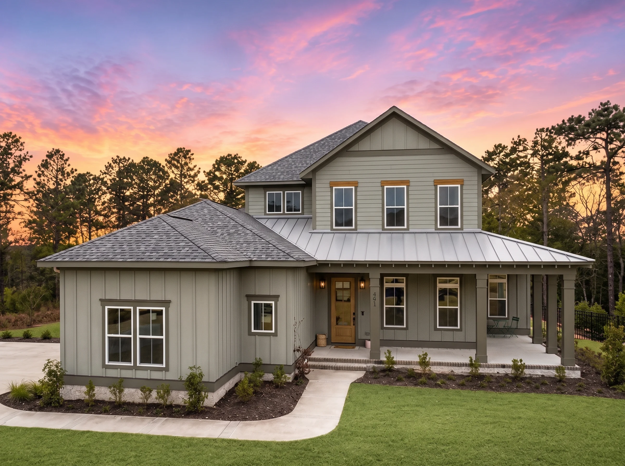 24-1348 HOUSE PLAN – Low Country Home Plan – 3-Bed, 2.5-Bath, 2,869 SF - Modern Brick, AI-generated exterior concept