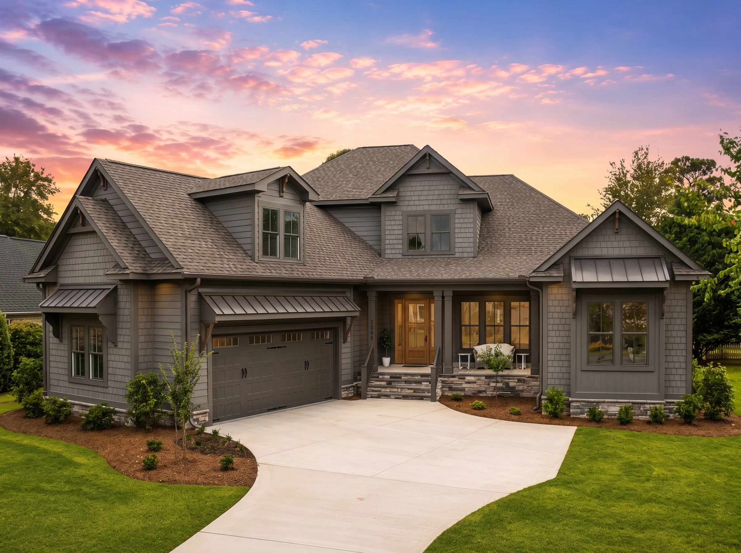 24-1405 HOUSE PLAN – Modern Farmhouse Home Plan – 4-Bed, 3.5-Bath, 3,192 SF - Modern Dark, AI-generated exterior concept