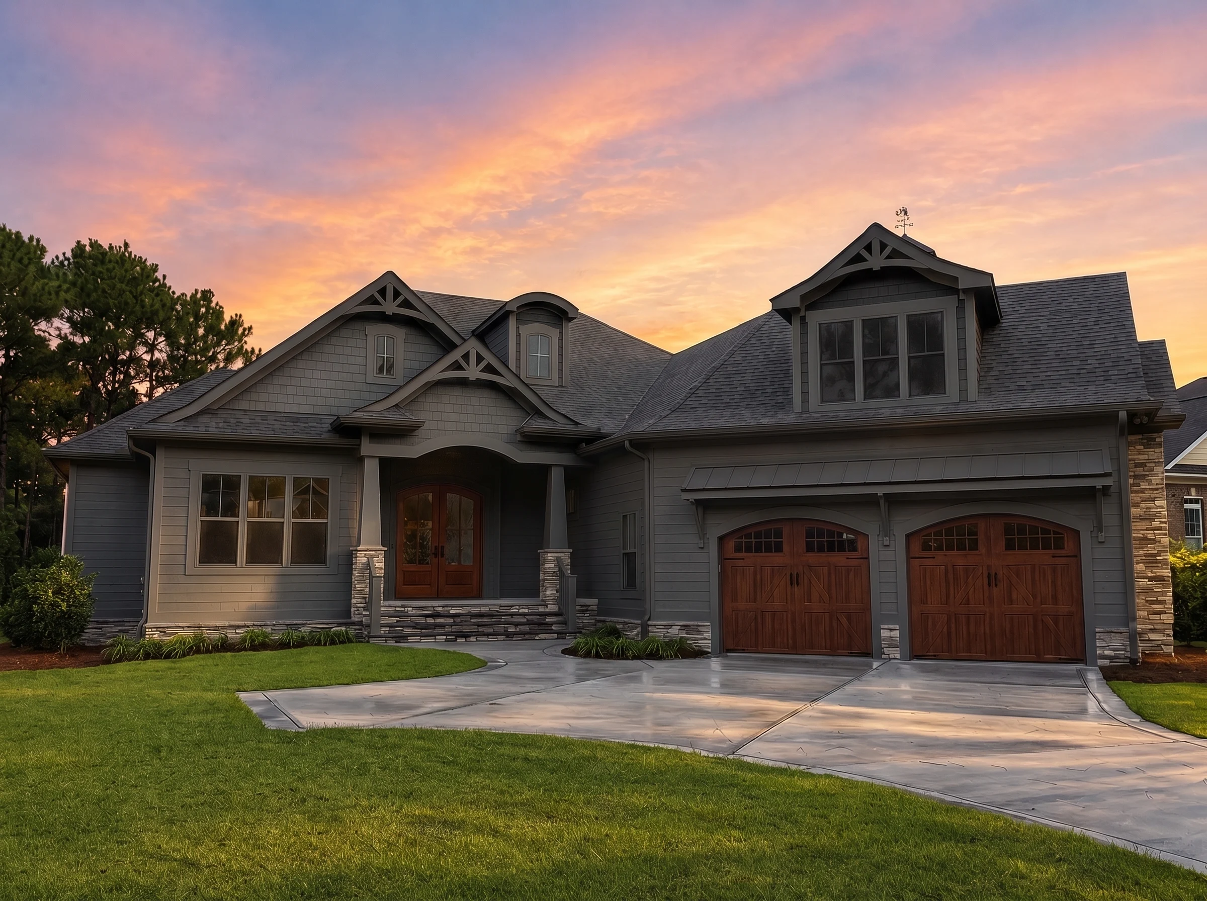 24-1415 HOUSE PLAN – Craftsman Home Plan – 3-Bed, 3.5-Bath, 3,283 SF - Modern Dark, AI-generated exterior concept