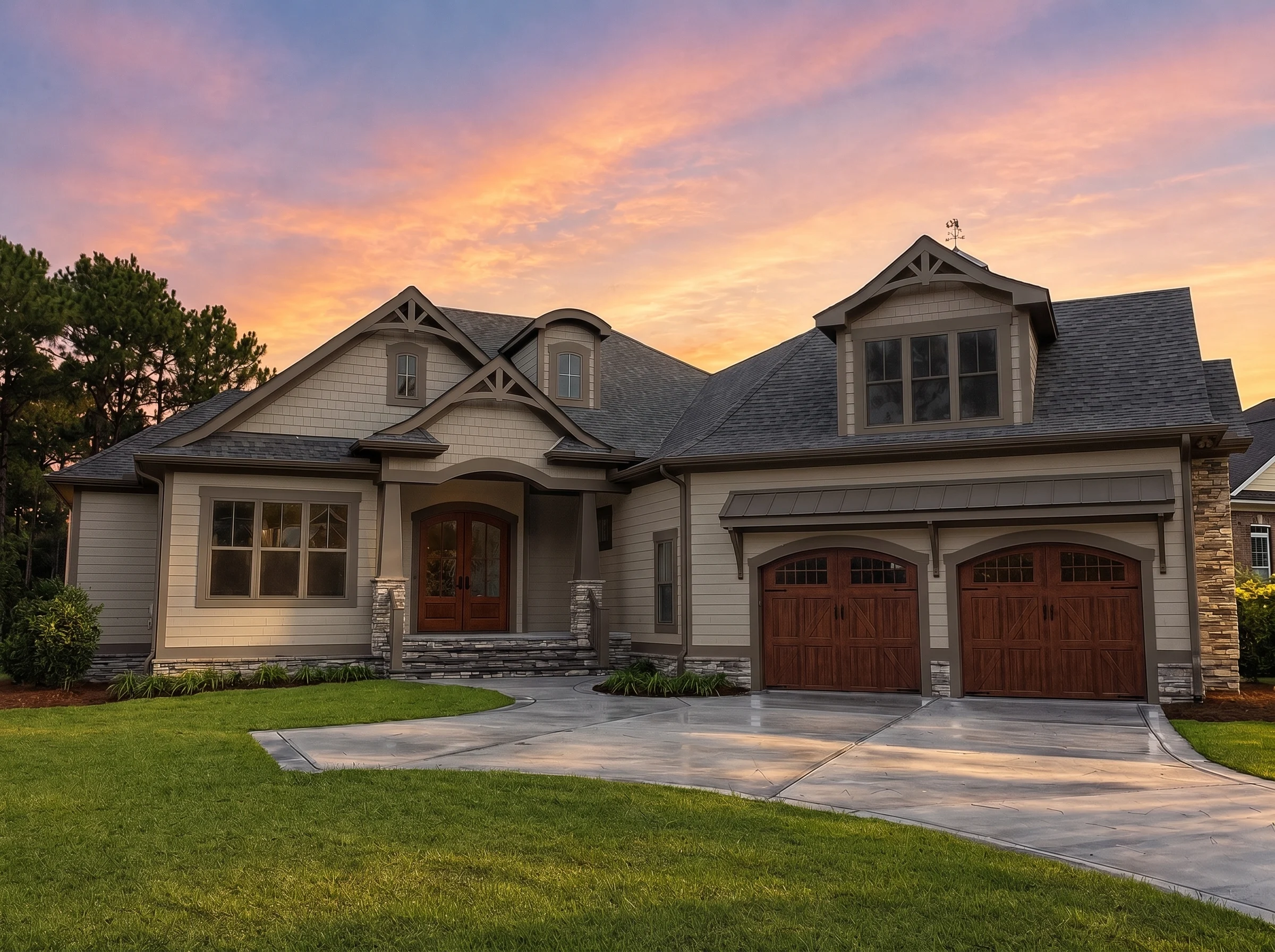 24-1415 HOUSE PLAN – Craftsman Home Plan – 3-Bed, 3.5-Bath, 3,283 SF - Warm Natural, AI-generated exterior concept