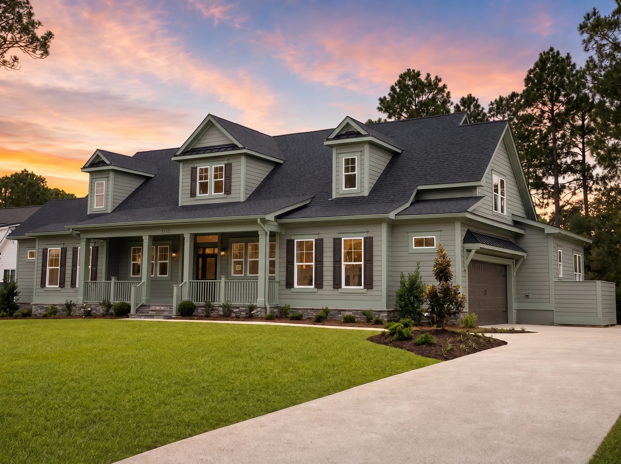 24-1166 HOUSE PLAN – Modern Farmhouse Home Plan – 3-Bed, 3.5-Bath, 3,341 SF - Modern Brick, AI-generated exterior concept