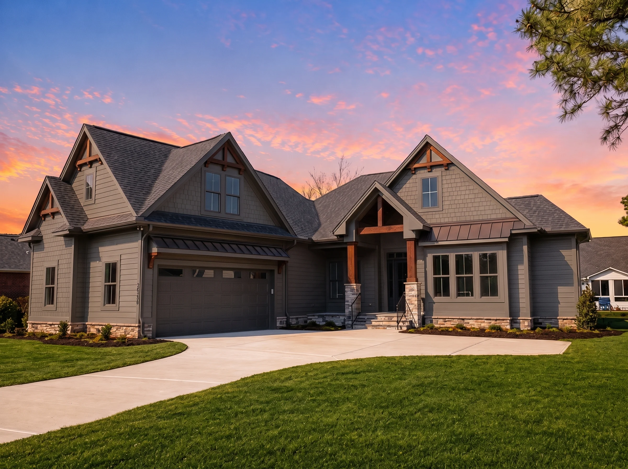 24-1188 HOUSE PLAN – Modern Farmhouse Home Plan – 3-Bed, 3.5-Bath, 2,874 SF - Modern Dark, AI-generated exterior concept