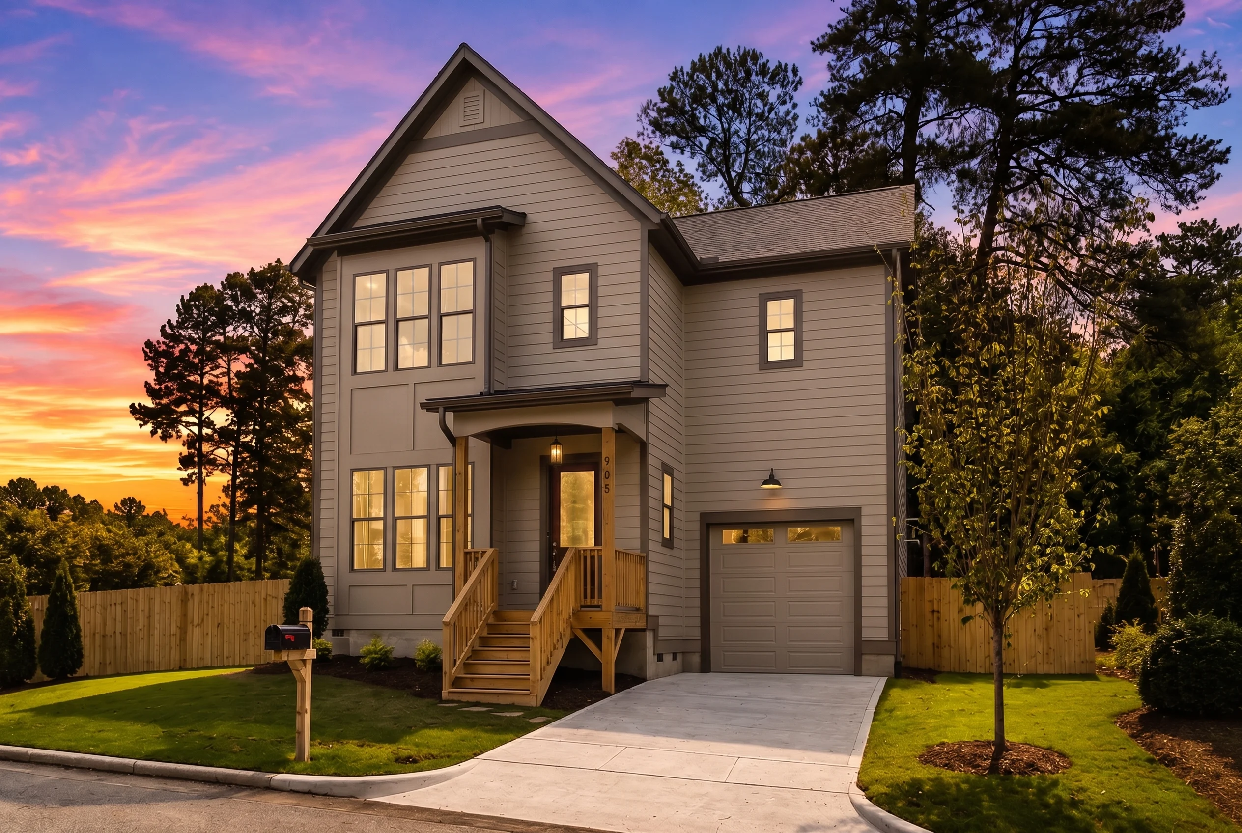 24-1480 HOUSE PLAN – Modern Farmhouse Home Plan – 3-Bed, 2.5-Bath, 2,047 SF - Warm Natural, AI-generated exterior concept