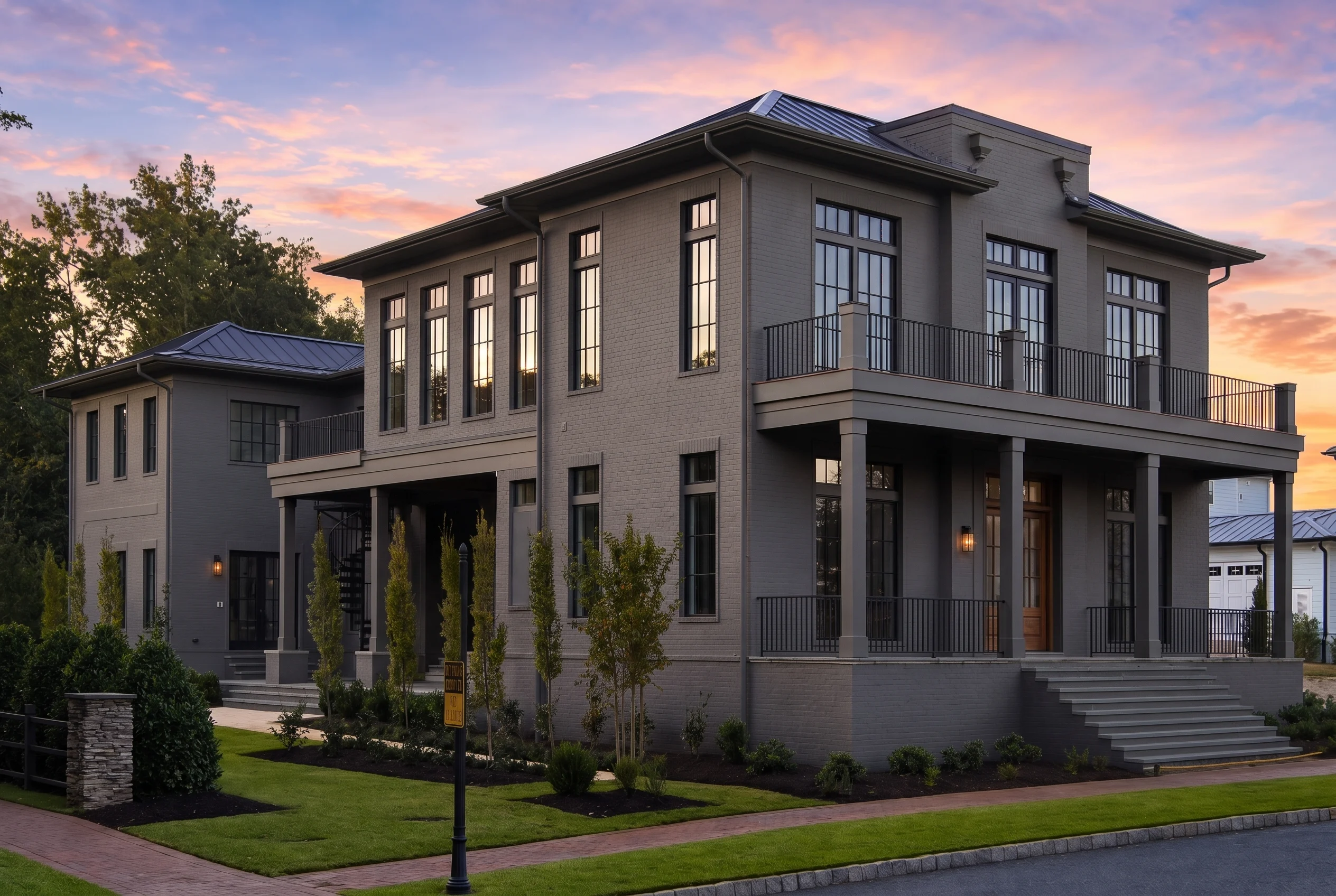24-1349 HOUSE PLAN – Modern Mediterranean Home Plan – 3-Bed, 4-Bath, 4,170 SF - Modern Dark, AI-generated exterior concept