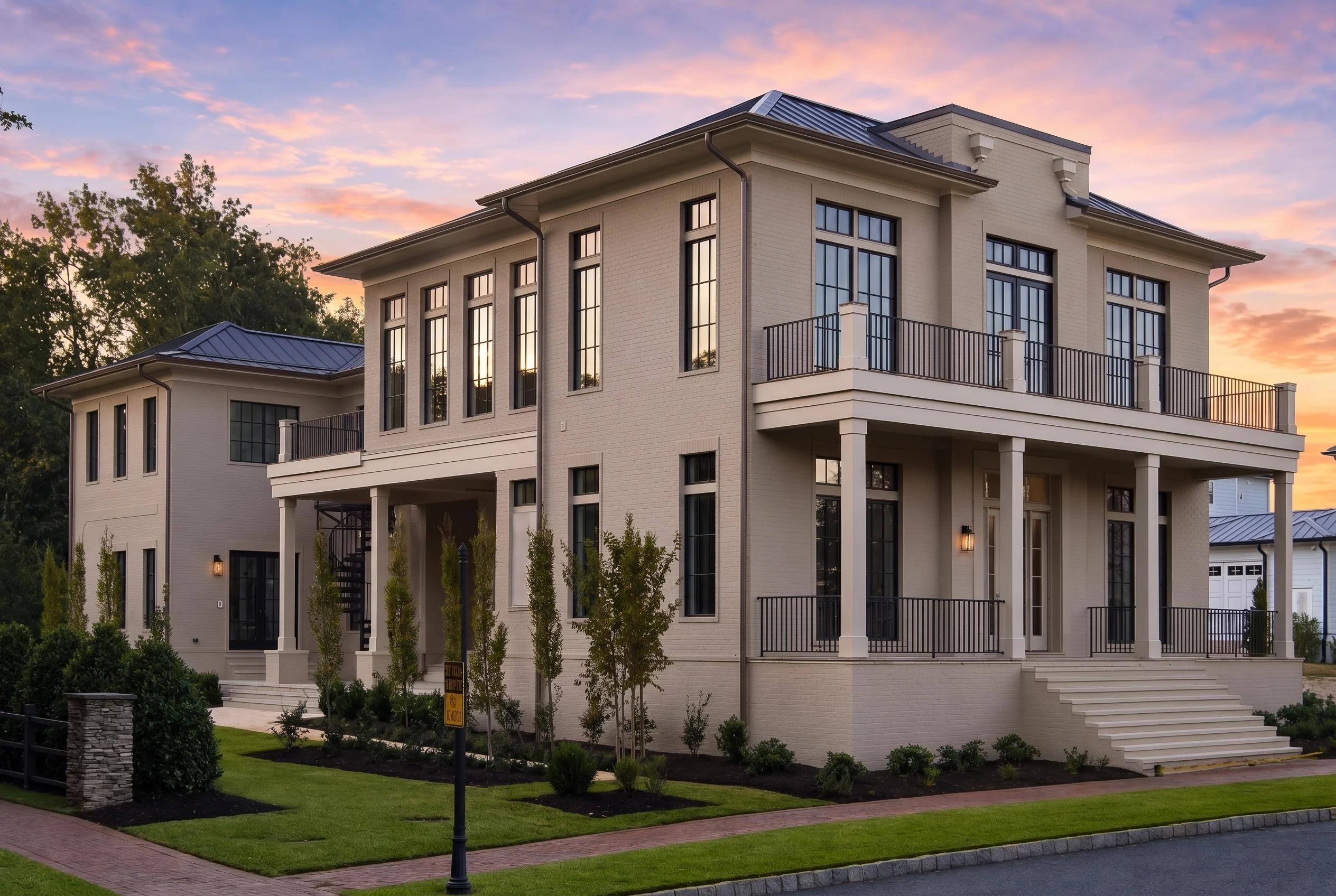 24-1349 HOUSE PLAN – Modern Mediterranean Home Plan – 3-Bed, 4-Bath, 4,170 SF - Warm Natural, AI-generated exterior concept