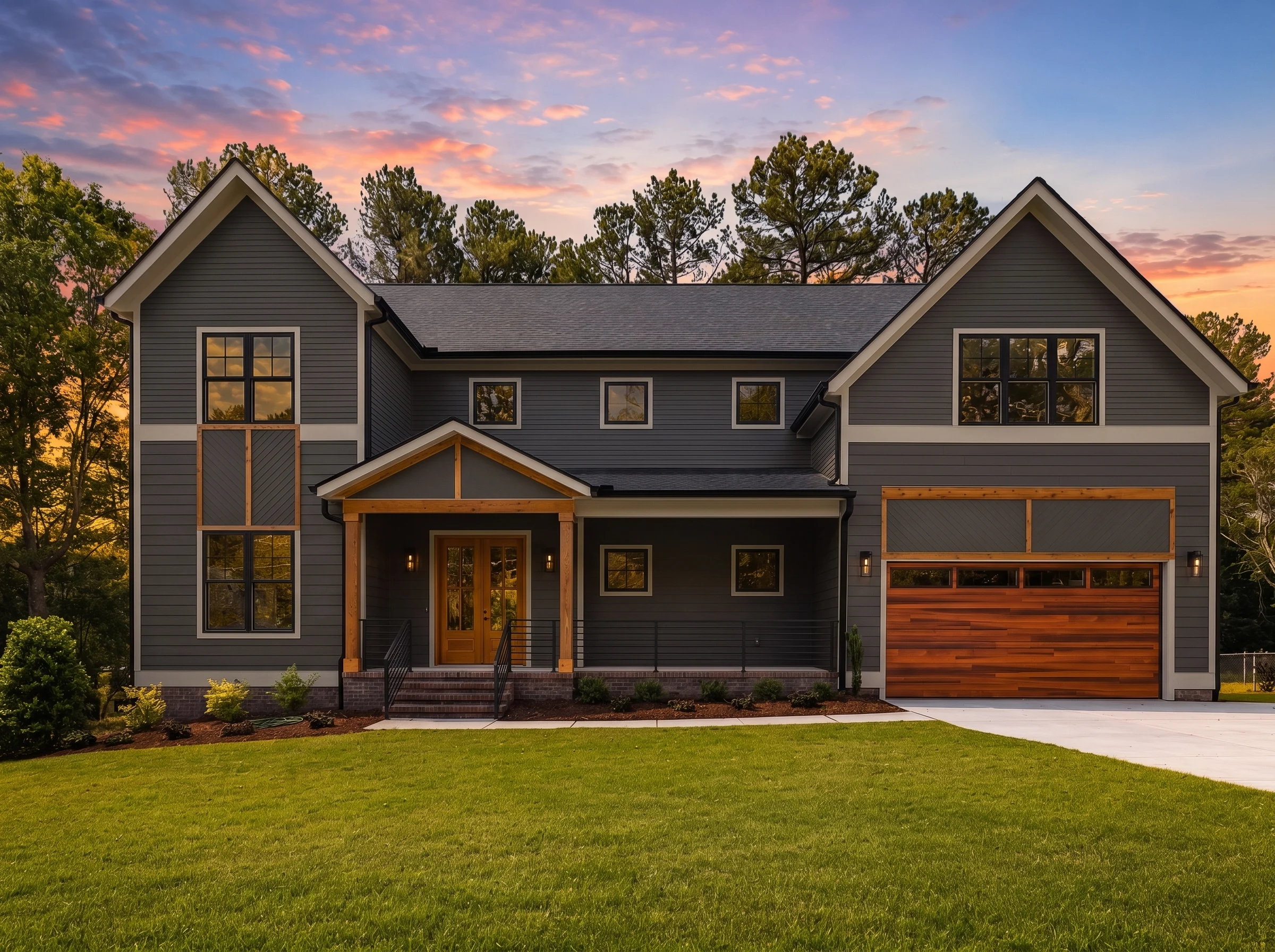 24-1387 HOUSE PLAN – Modern Farmhouse Home Plan – 4-Bed, 4-Bath, 3,492 SF - Modern Dark, AI-generated exterior concept