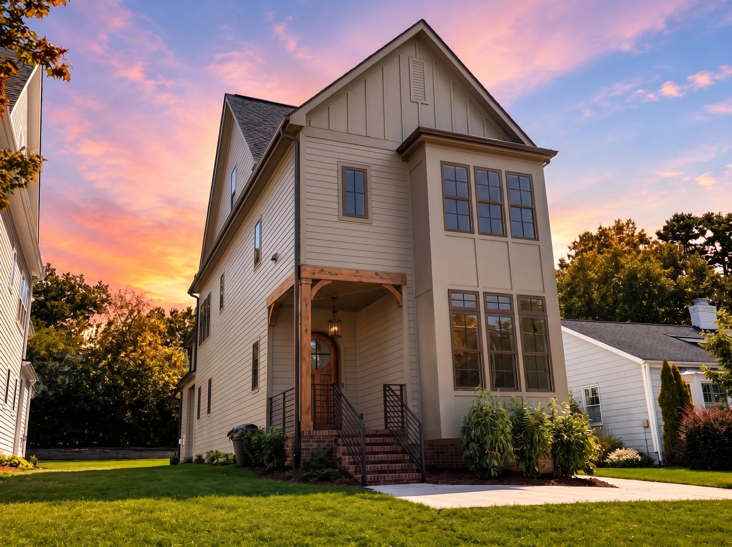 24-1452 HOUSE PLAN – Contemporary Home Plan – 4-Bed, 4-Bath, 2,964 SF - Warm Natural, AI-generated exterior concept