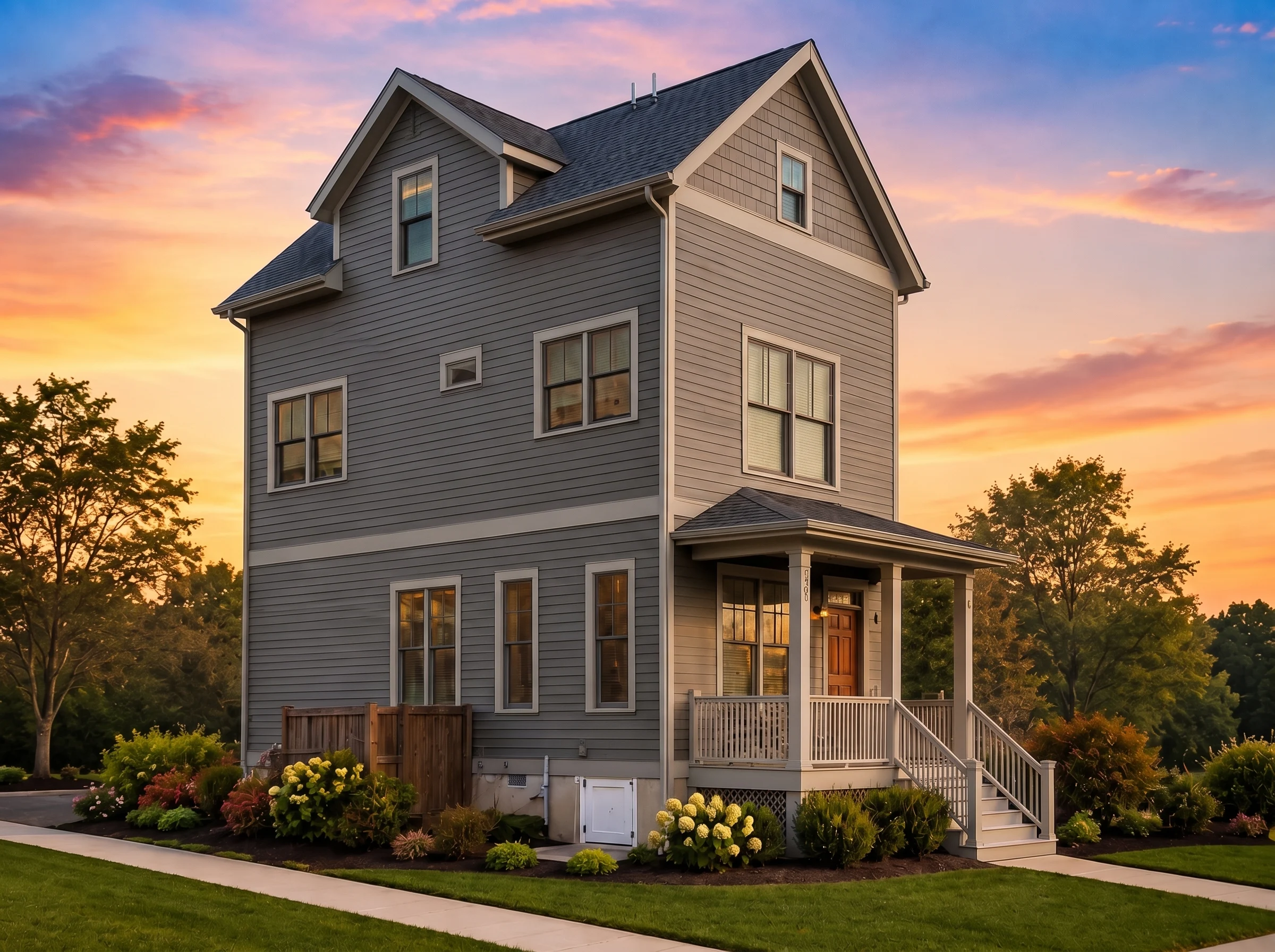 23-1299 HOUSE PLAN – Urban Contemporary Home Plan – 2-Bed, 2.5-Bath, 1,452 SF - Modern Dark, AI-generated exterior concept