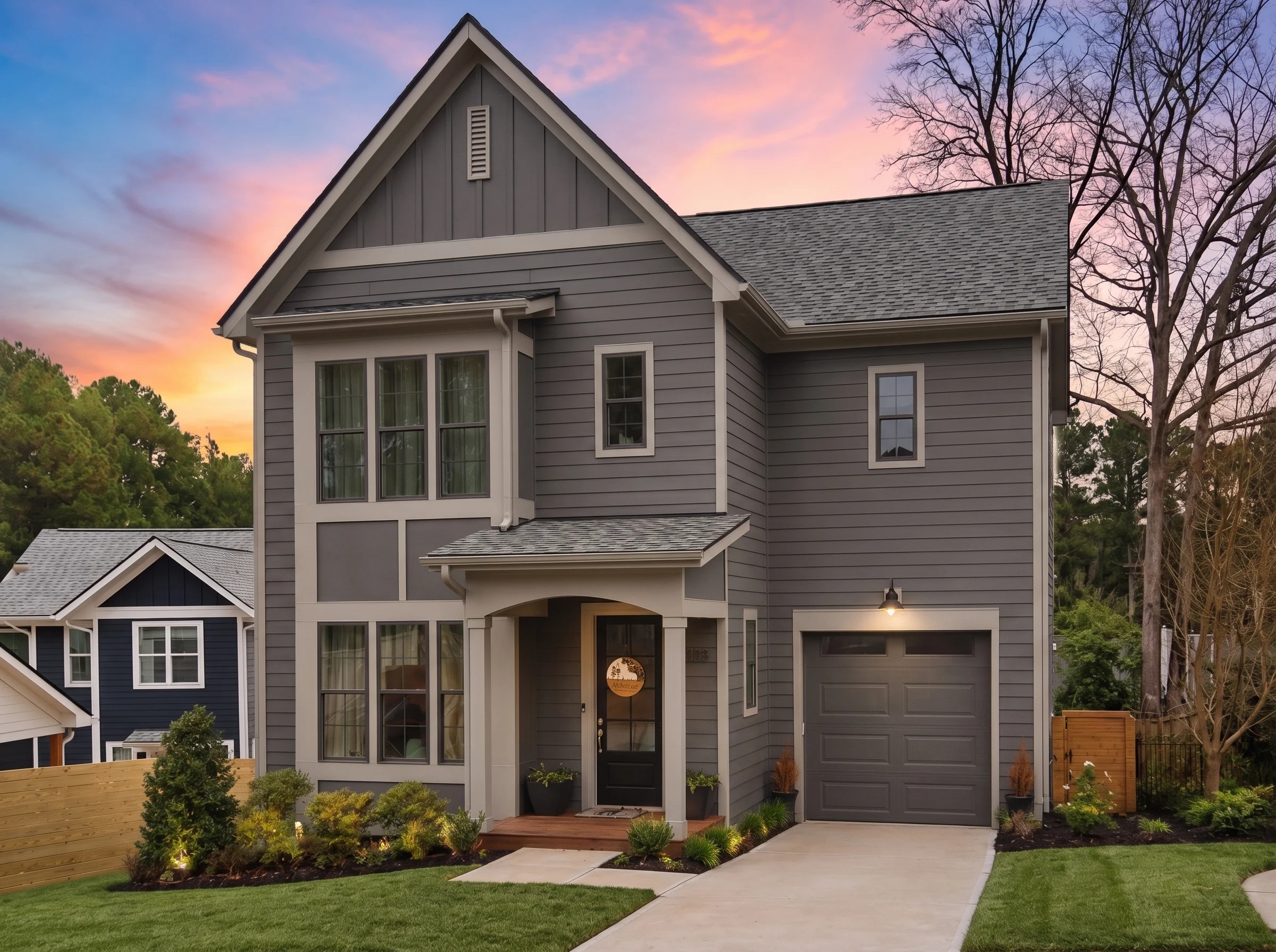 23-1527 HOUSE PLAN – Modern Farmhouse Home Plan – 4-Bed, 2.5-Bath, 1,833 SF - Modern Dark, AI-generated exterior concept