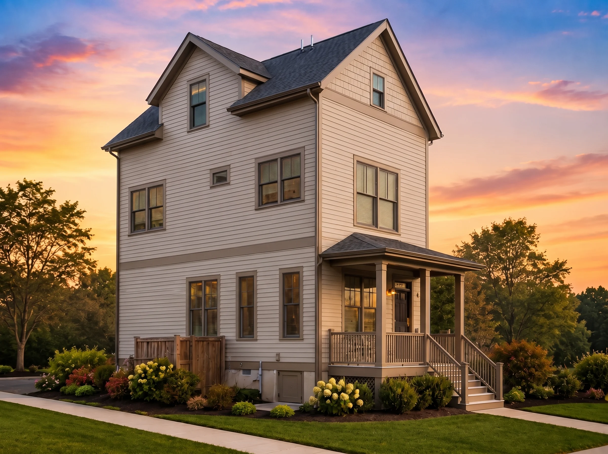 23-1299 HOUSE PLAN – Urban Contemporary Home Plan – 2-Bed, 2.5-Bath, 1,452 SF - Warm Natural, AI-generated exterior concept