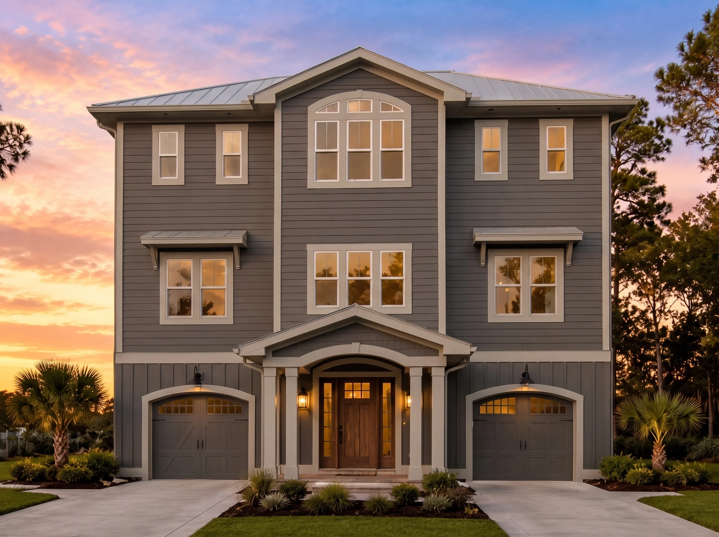 22-1609 HOUSE PLAN – Coastal Home Plan – 4-Bed, 4.5-Bath, 3,612 SF - Modern Dark, AI-generated exterior concept