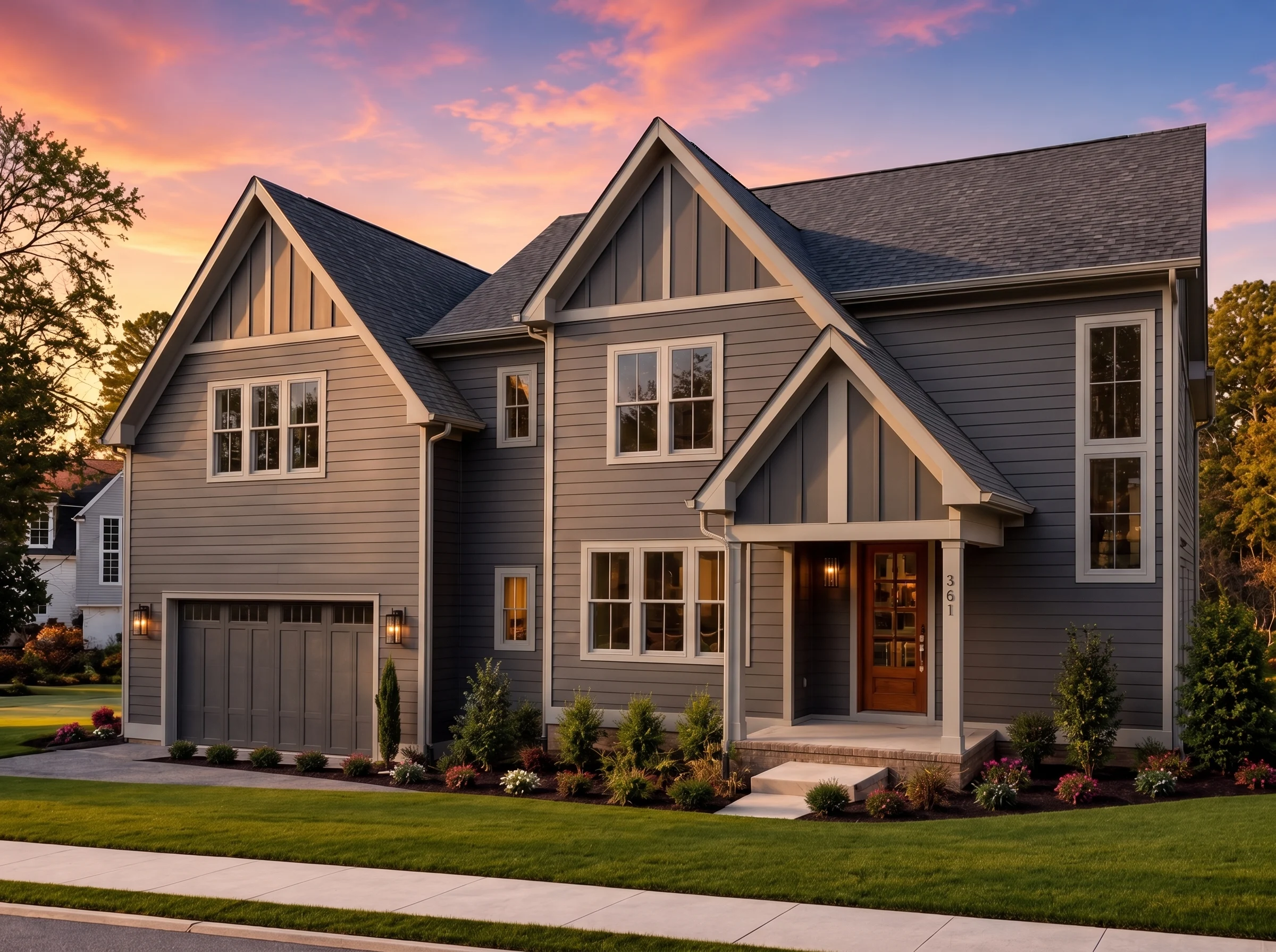 23-1063 HOUSE PLAN – Modern Farmhouse Home Plan – 4-Bed, 3.5-Bath, 3,520 SF - Modern Dark, AI-generated exterior concept