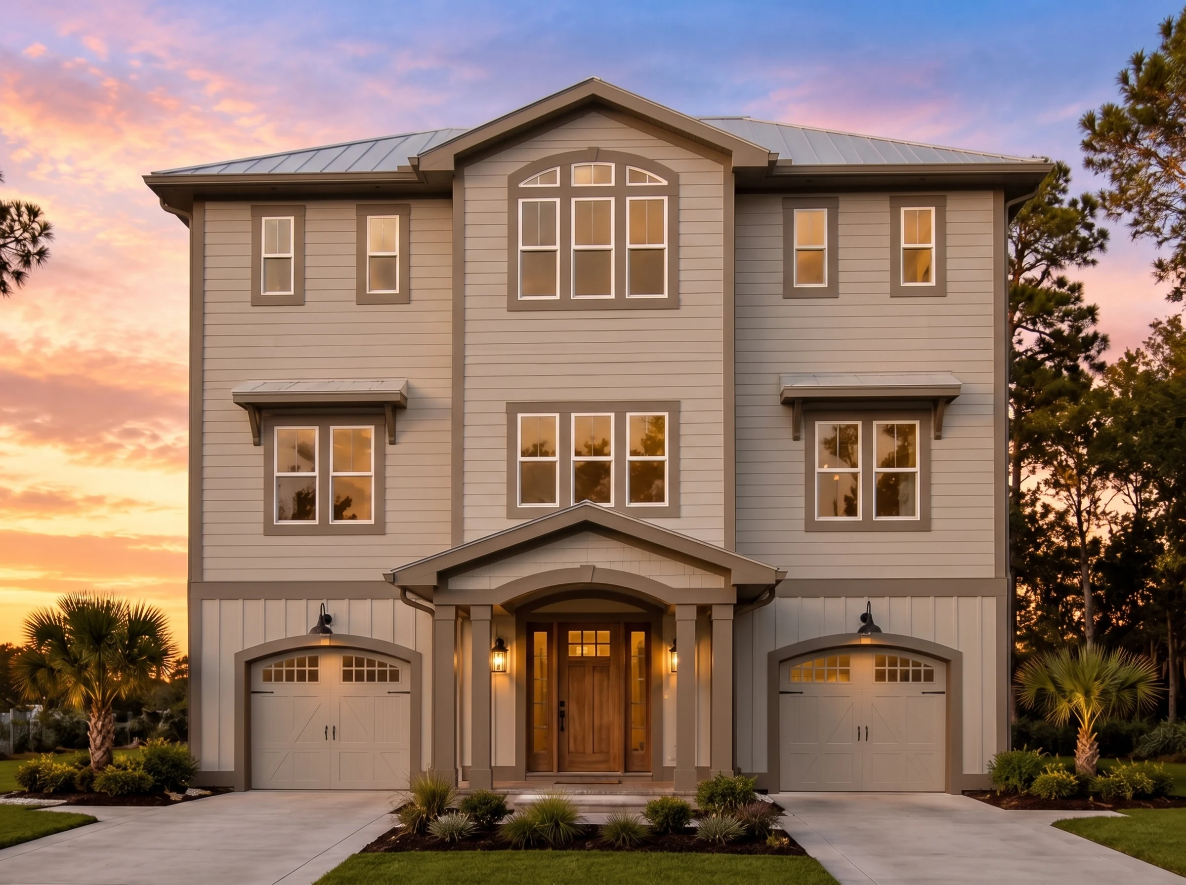 22-1609 HOUSE PLAN – Coastal Home Plan – 4-Bed, 4.5-Bath, 3,612 SF - Warm Natural, AI-generated exterior concept