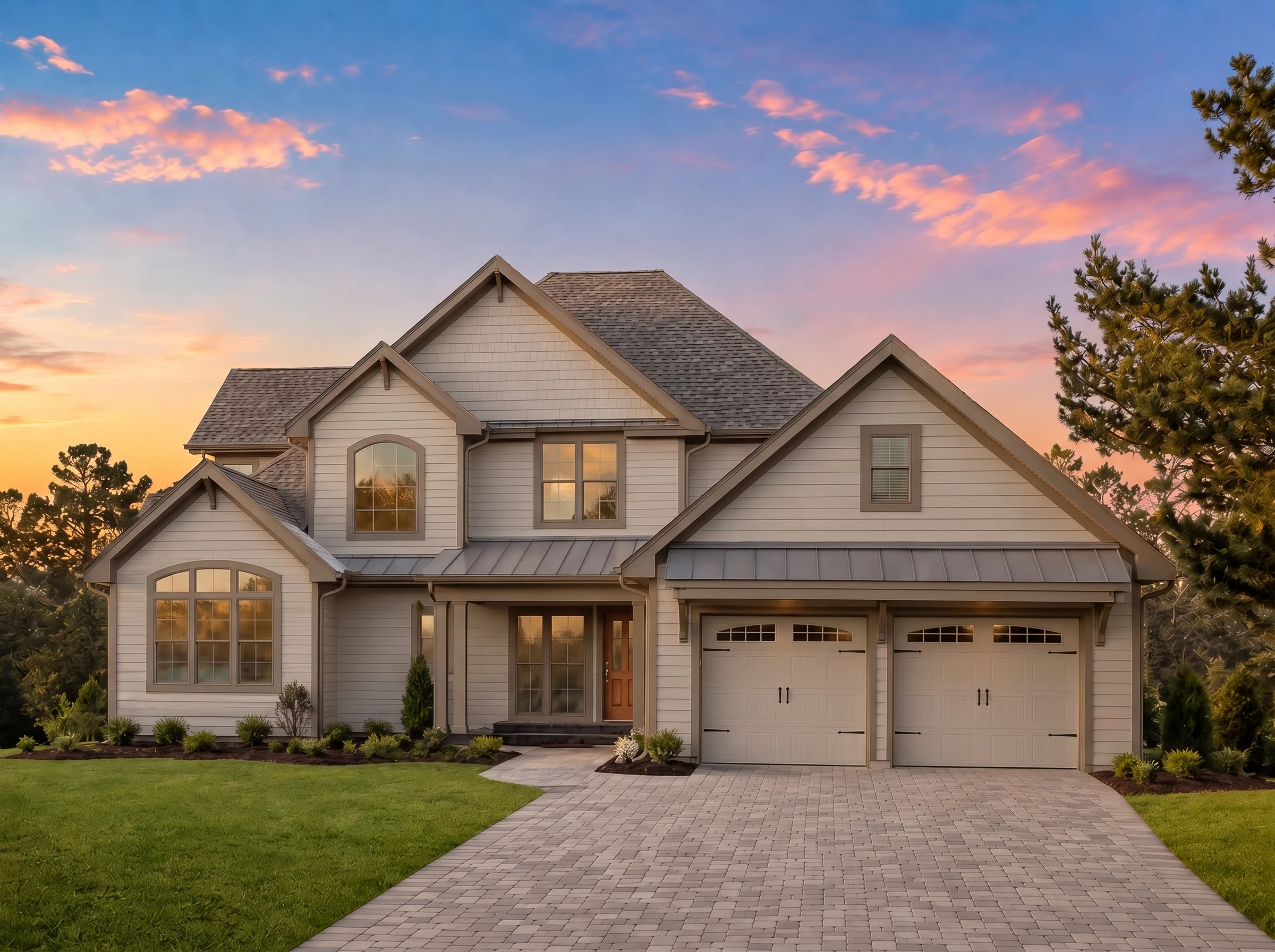 20-1857 HOUSE PLAN – Modern Farmhouse Home Plan – 4-Bed, 2-Bath, 3,160 SF - Warm Natural, AI-generated exterior concept