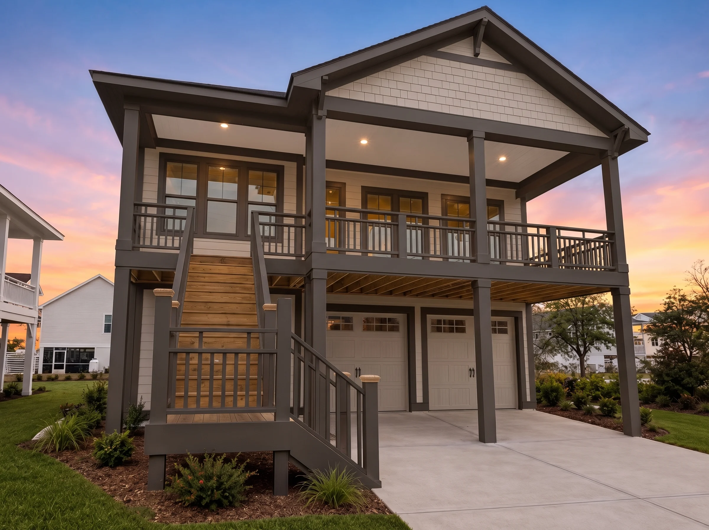 20-1475 HOUSE PLAN – Coastal Home Plan – 3-Bed, 3.5-Bath, 2,121 SF - Warm Natural, AI-generated exterior concept