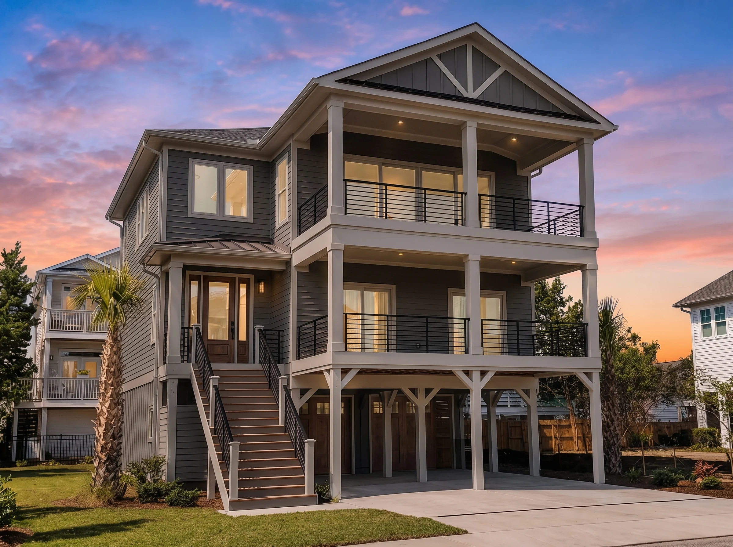 20-1950 HOUSE PLAN – Coastal Home Plan – 5-Bed, 4.5-Bath, 3,115 SF - Modern Dark, AI-generated exterior concept