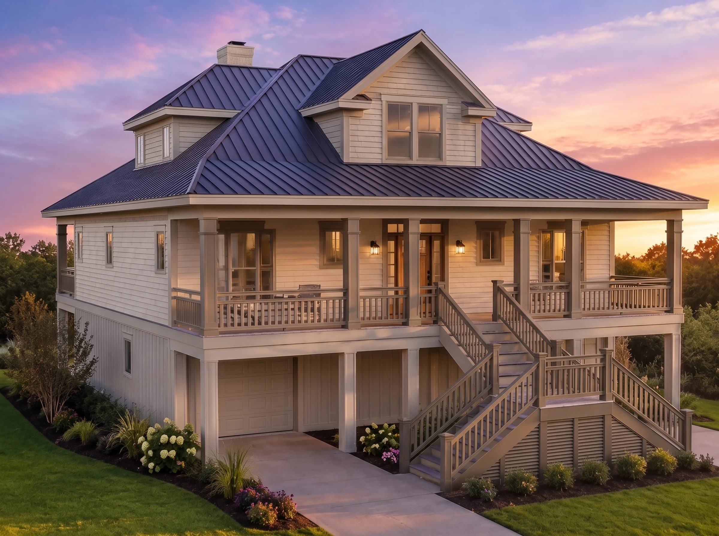20-1680 HOUSE PLAN – Coastal Home Plan – 3-Bed, 3.5-Bath, 2,448 SF - Warm Natural, AI-generated exterior concept