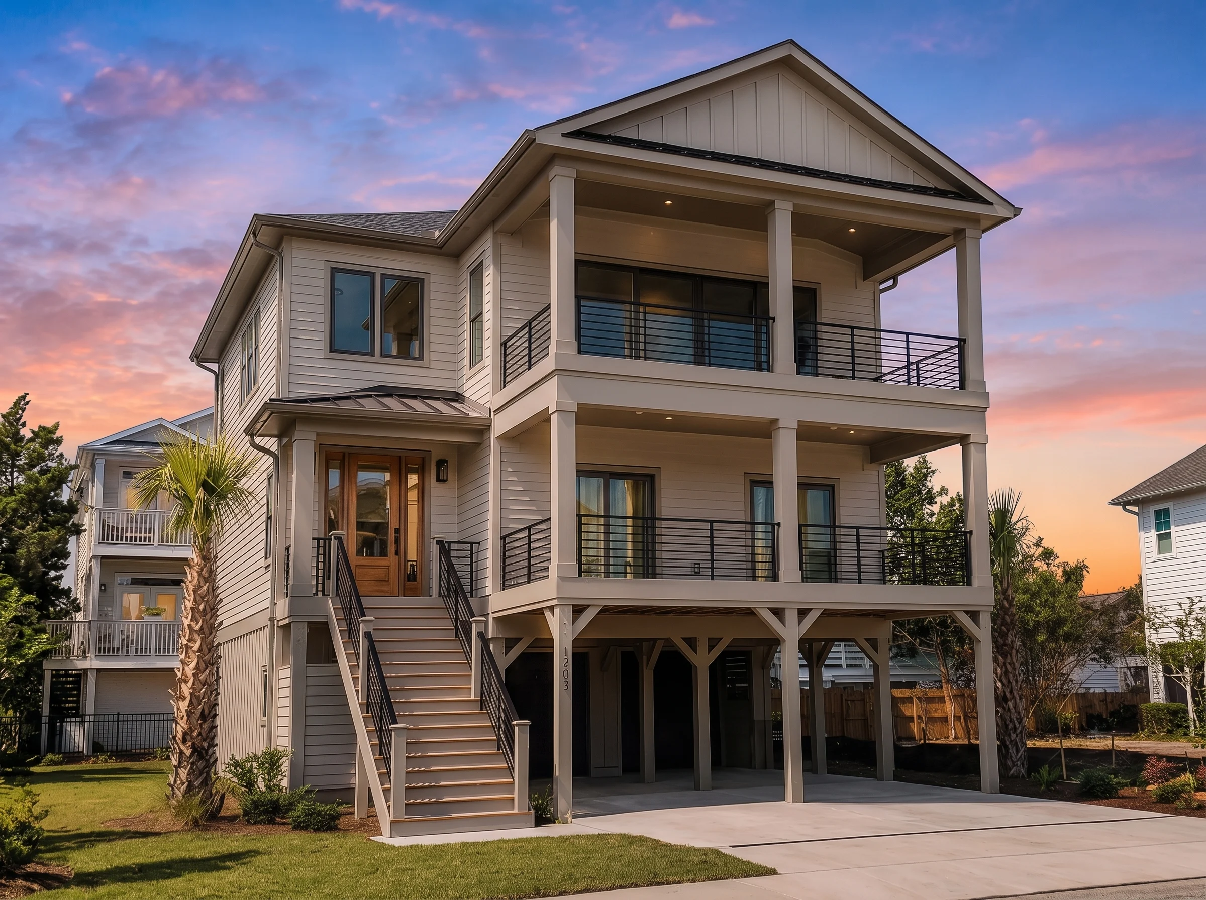 20-1950 HOUSE PLAN – Coastal Home Plan – 5-Bed, 4.5-Bath, 3,115 SF - Warm Natural, AI-generated exterior concept