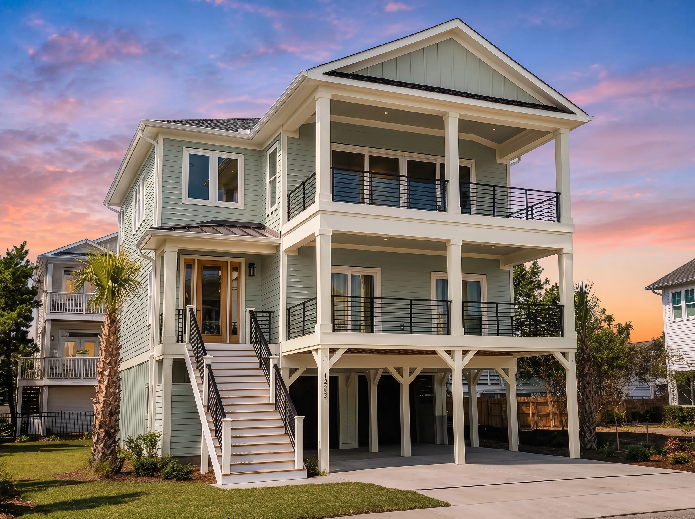 20-1950 HOUSE PLAN – Coastal Home Plan – 5-Bed, 4.5-Bath, 3,115 SF - Modern Brick, AI-generated exterior concept