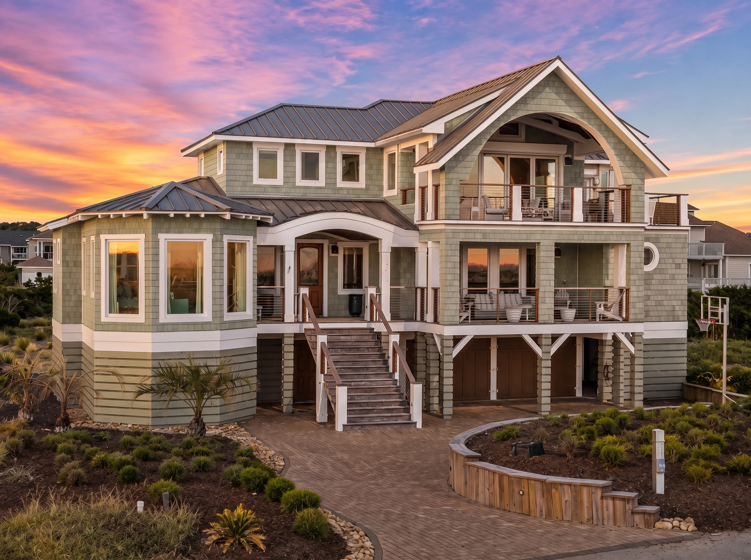 20-1912 HOUSE PLAN – Coastal Luxury Home Plan – 6-Bed, 5-Bath, 4,294 SF - Modern Brick, AI-generated exterior concept
