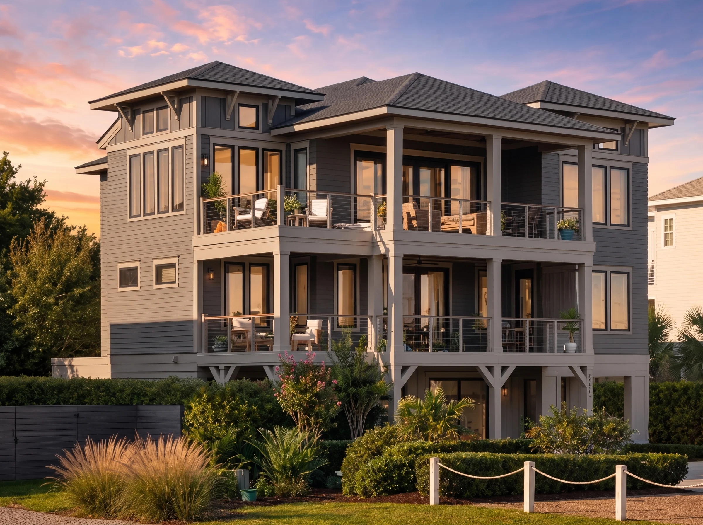 20-1825 HOUSE PLAN – Coastal Home Plan – 4-Bed, 4.5-Bath, 3,587 SF - Modern Dark, AI-generated exterior concept