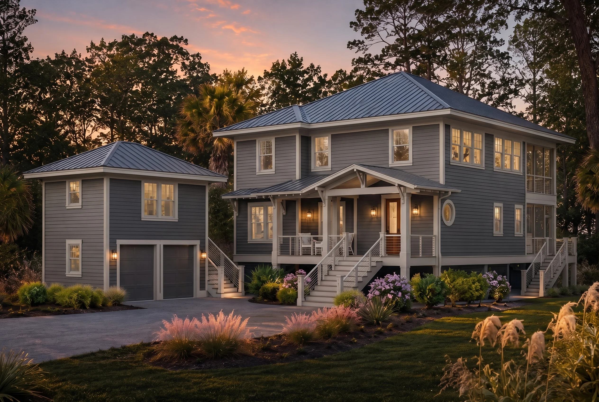 20-2125 HOUSE PLAN – Coastal Home Plan – 3-Bed, 4-Bath, 2,196 SF - Modern Dark, AI-generated exterior concept