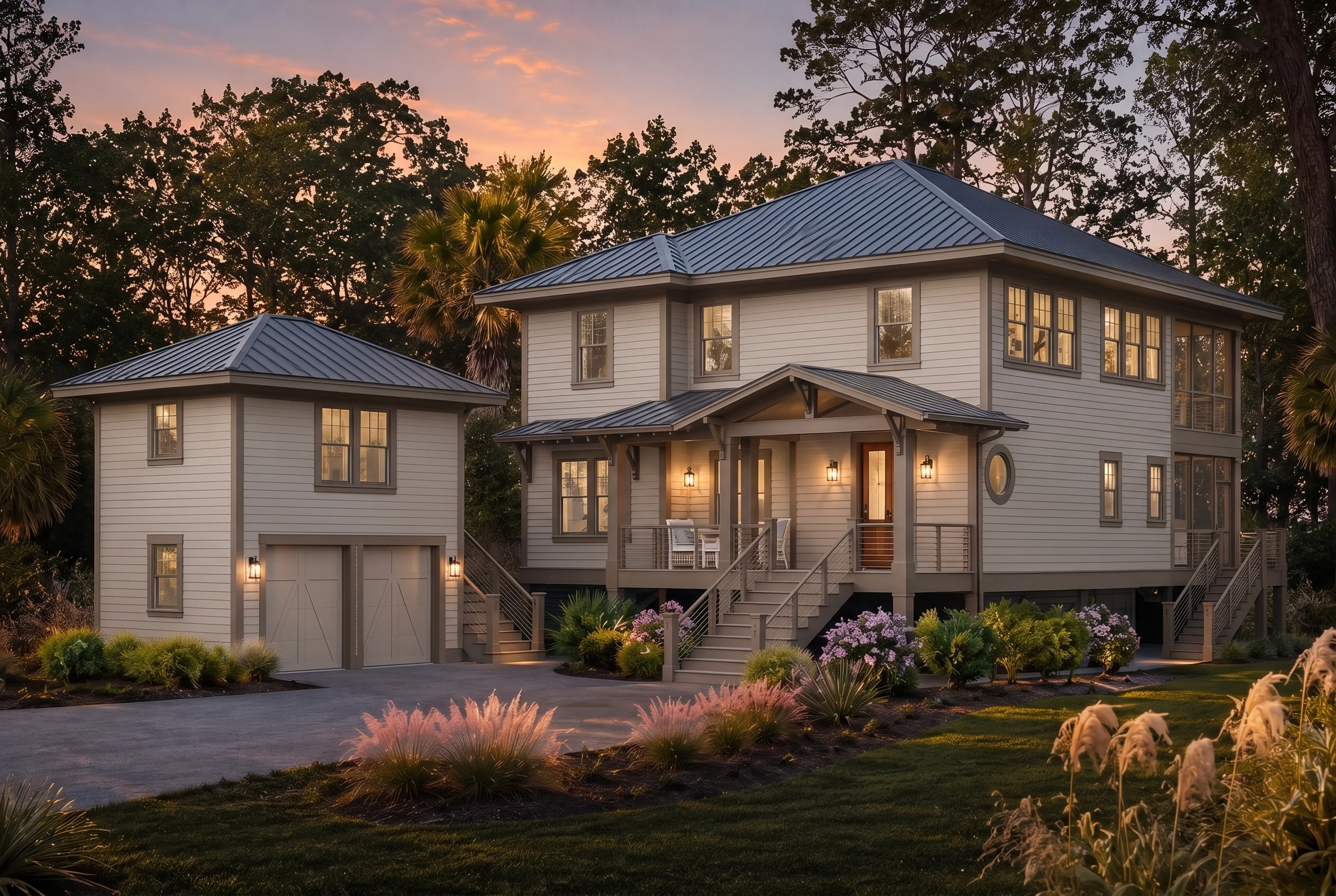20-2125 HOUSE PLAN – Coastal Home Plan – 3-Bed, 4-Bath, 2,196 SF - Warm Natural, AI-generated exterior concept