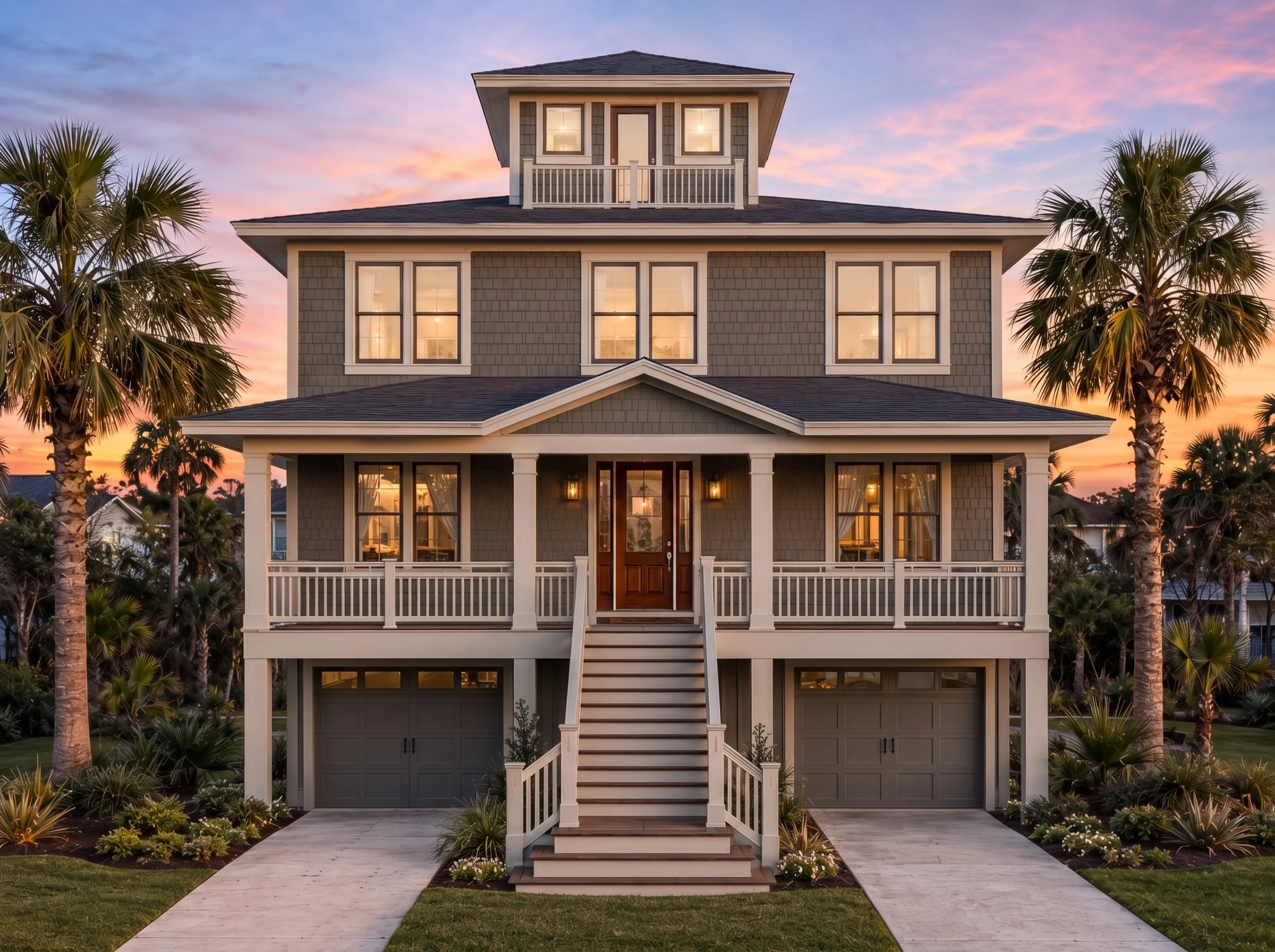 20-1830 HOUSE PLAN – Coastal Home Plan – 6-Bed, 5-Bath, 3,166 SF - Modern Dark, AI-generated exterior concept
