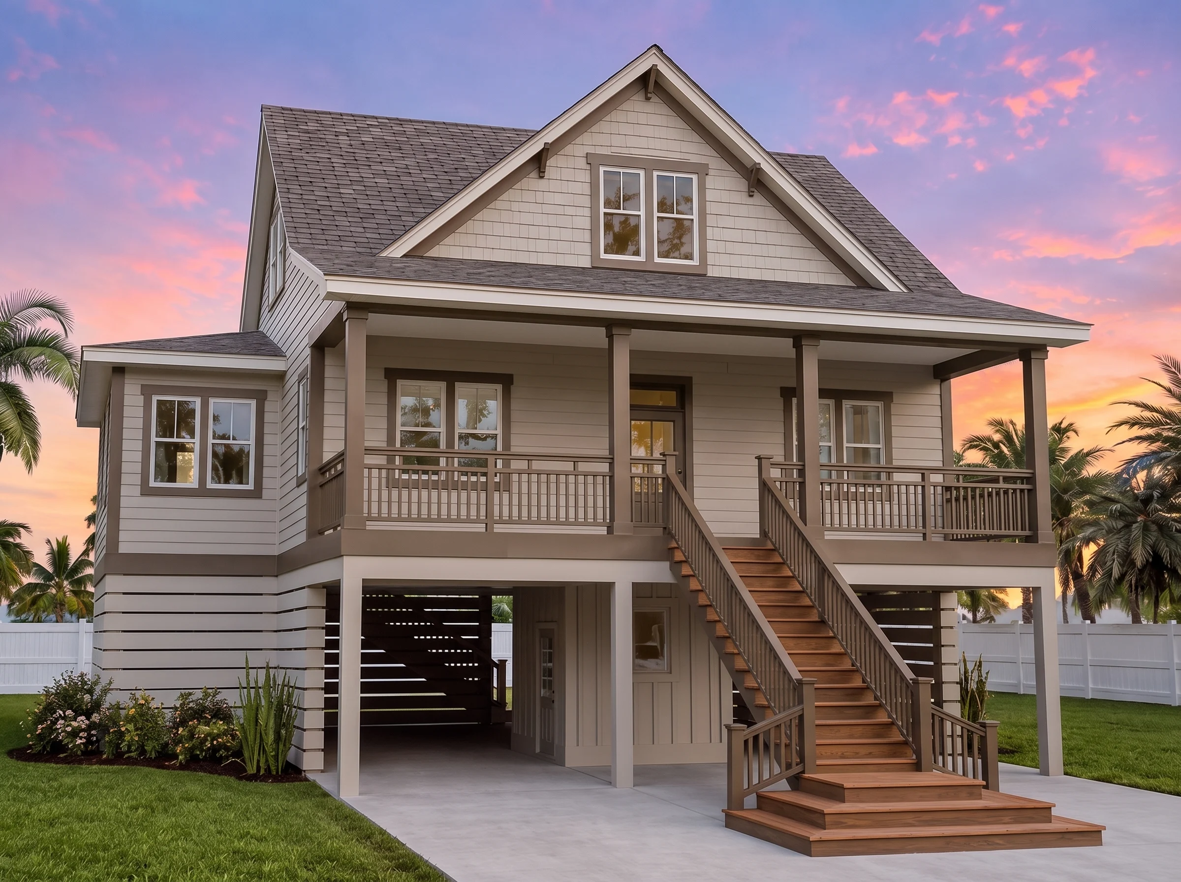 20-1568 HOUSE PLAN – Coastal Home Plan – 3-Bed, 2.5-Bath, 2,412 SF - Warm Natural, AI-generated exterior concept