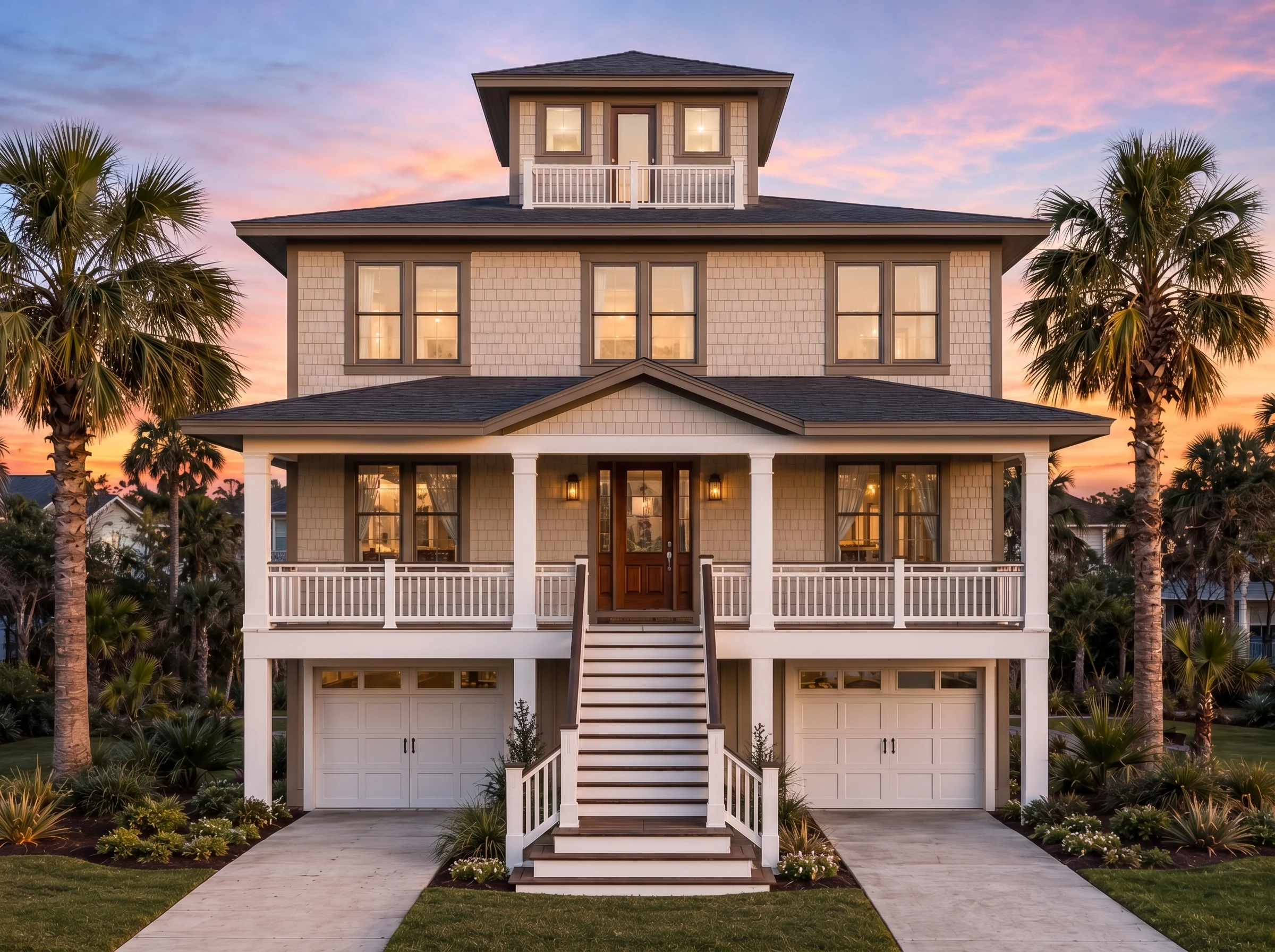 20-1830 HOUSE PLAN – Coastal Home Plan – 6-Bed, 5-Bath, 3,166 SF - Warm Natural, AI-generated exterior concept