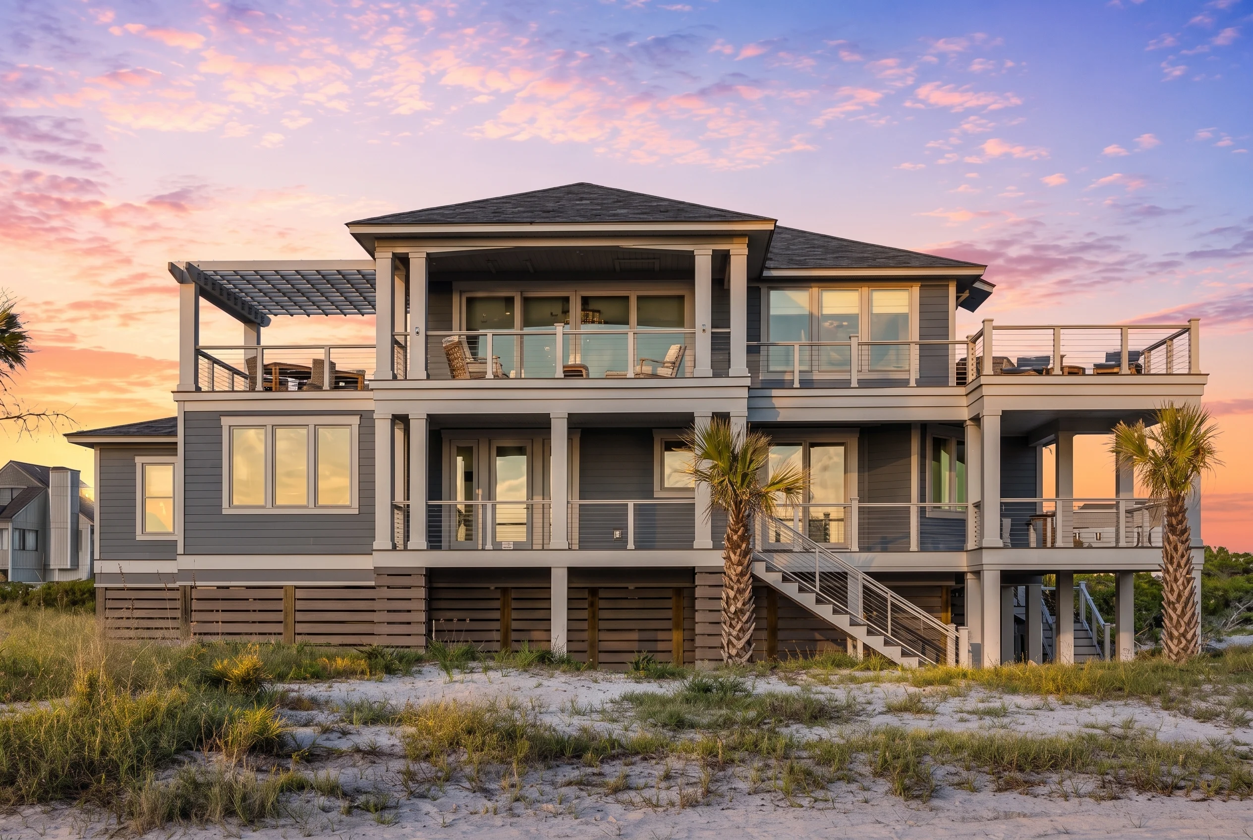 20-2010 HOUSE PLAN – Coastal Farmhouse Home Plan – 4-Bed, 5.5-Bath, 2,955 SF - Modern Dark, AI-generated exterior concept