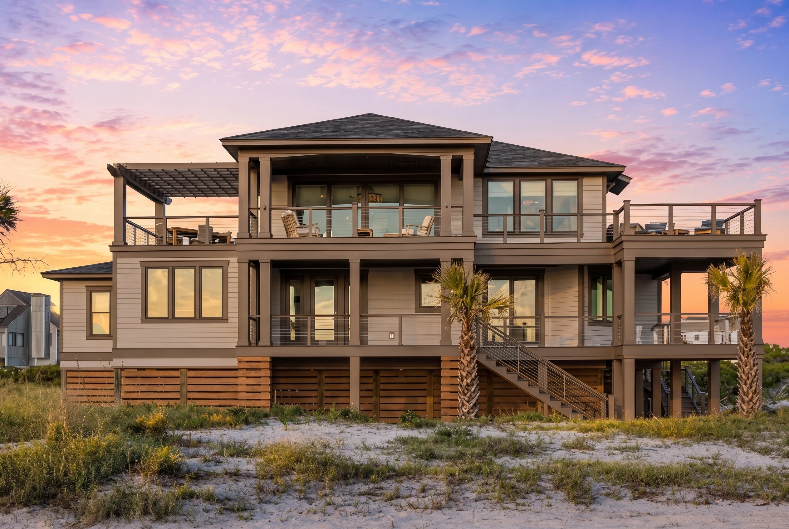 20-2010 HOUSE PLAN – Coastal Farmhouse Home Plan – 4-Bed, 5.5-Bath, 2,955 SF - Warm Natural, AI-generated exterior concept