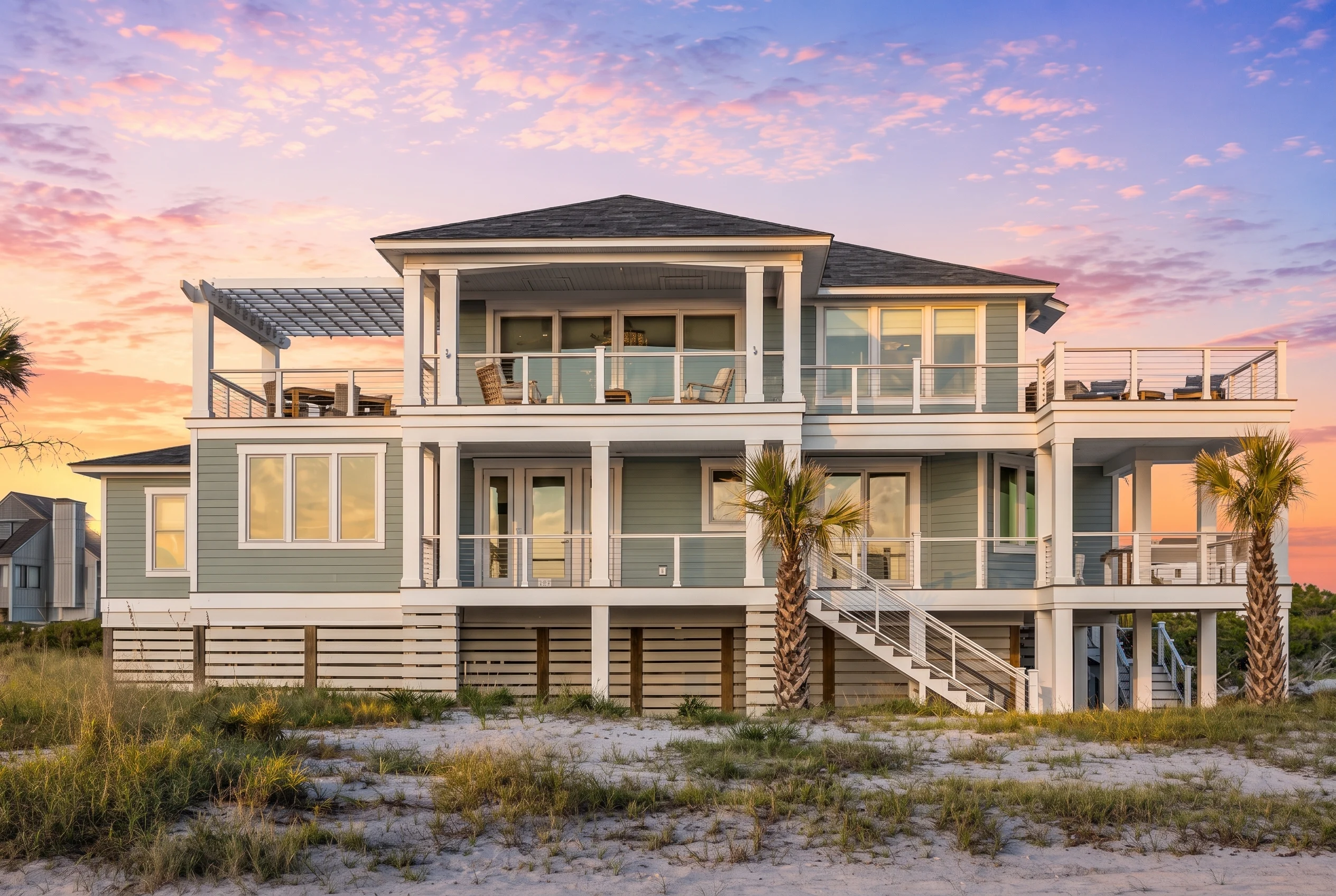20-2010 HOUSE PLAN – Coastal Farmhouse Home Plan – 4-Bed, 5.5-Bath, 2,955 SF - Modern Brick, AI-generated exterior concept