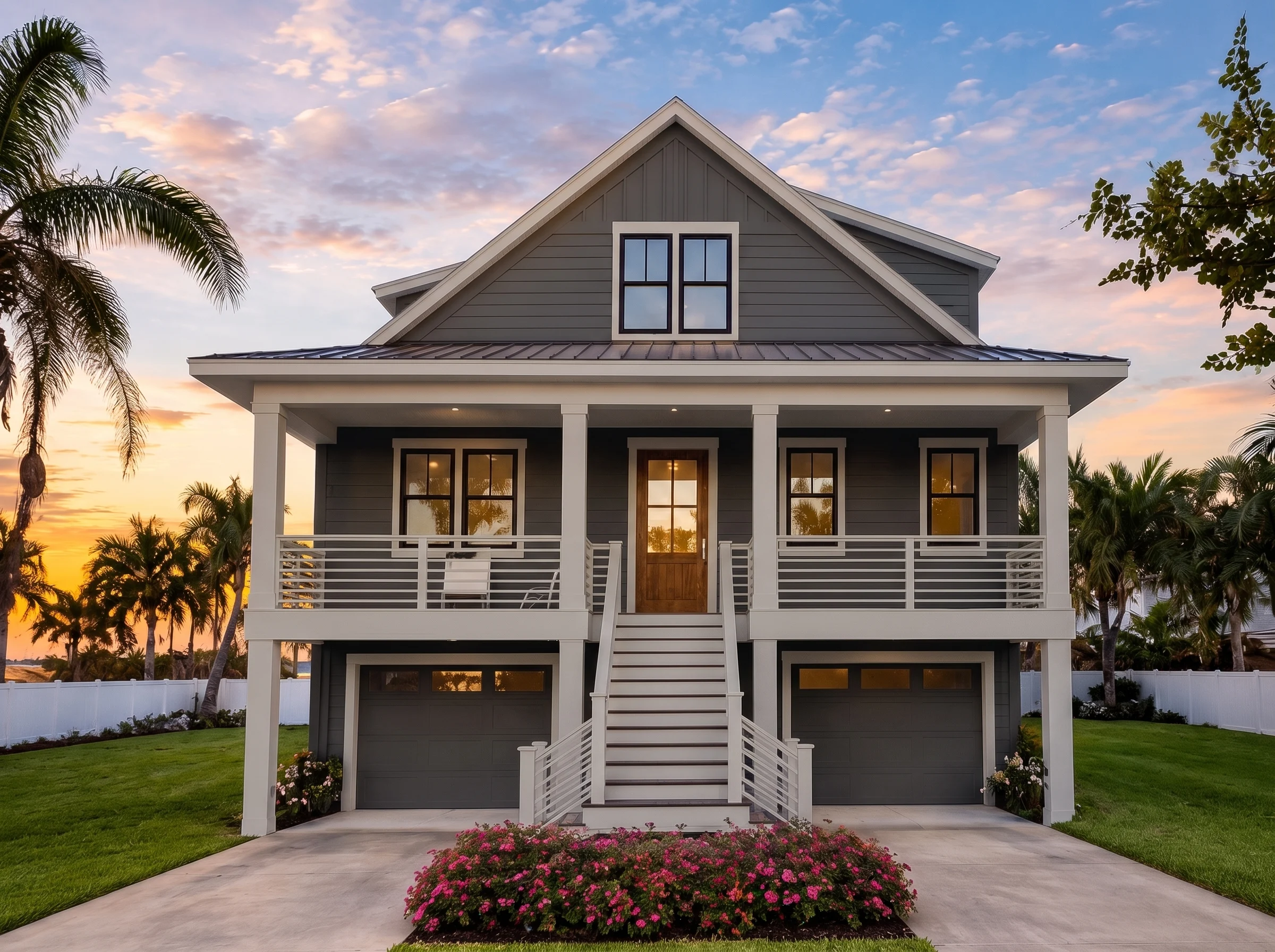 20-1681 HOUSE PLAN – Coastal Home Plan – 3-Bed, 3-Bath, 2,592 SF - Modern Dark, AI-generated exterior concept