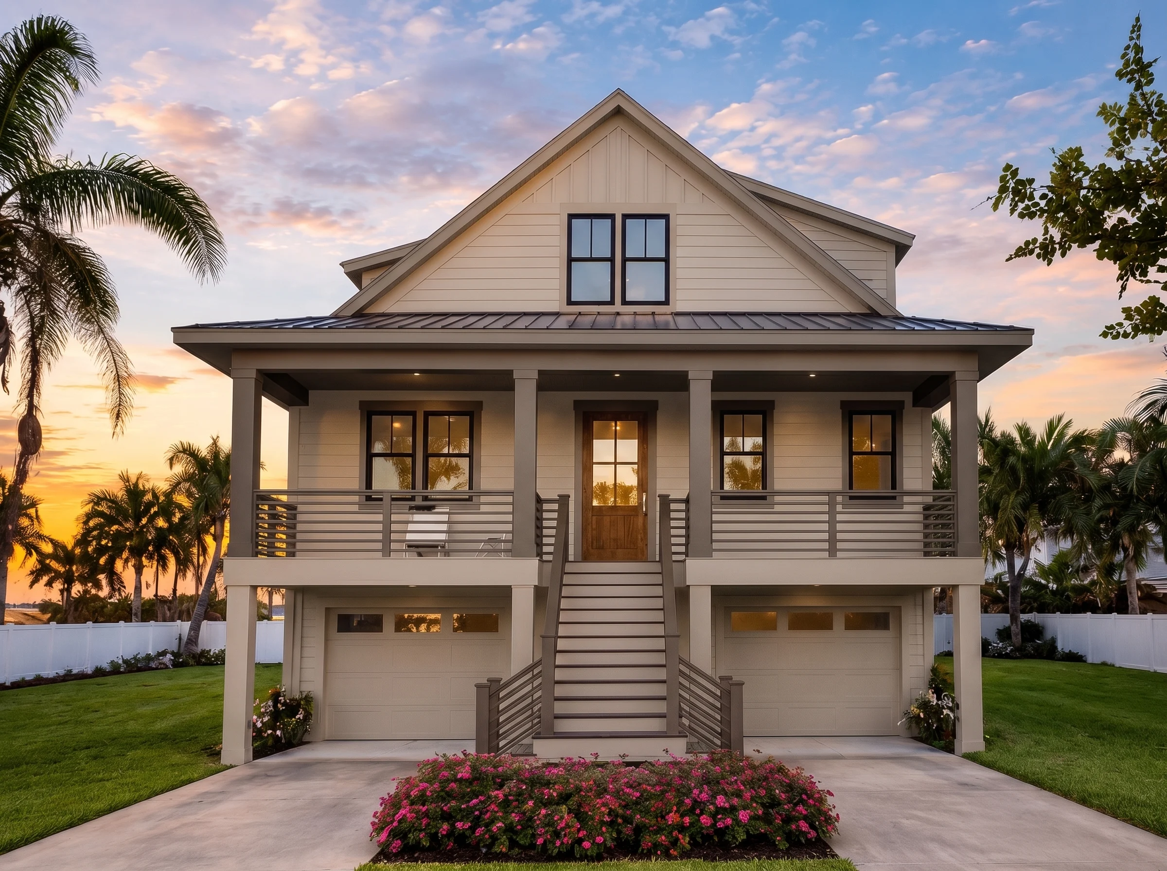 20-1681 HOUSE PLAN – Coastal Home Plan – 3-Bed, 3-Bath, 2,592 SF - Warm Natural, AI-generated exterior concept