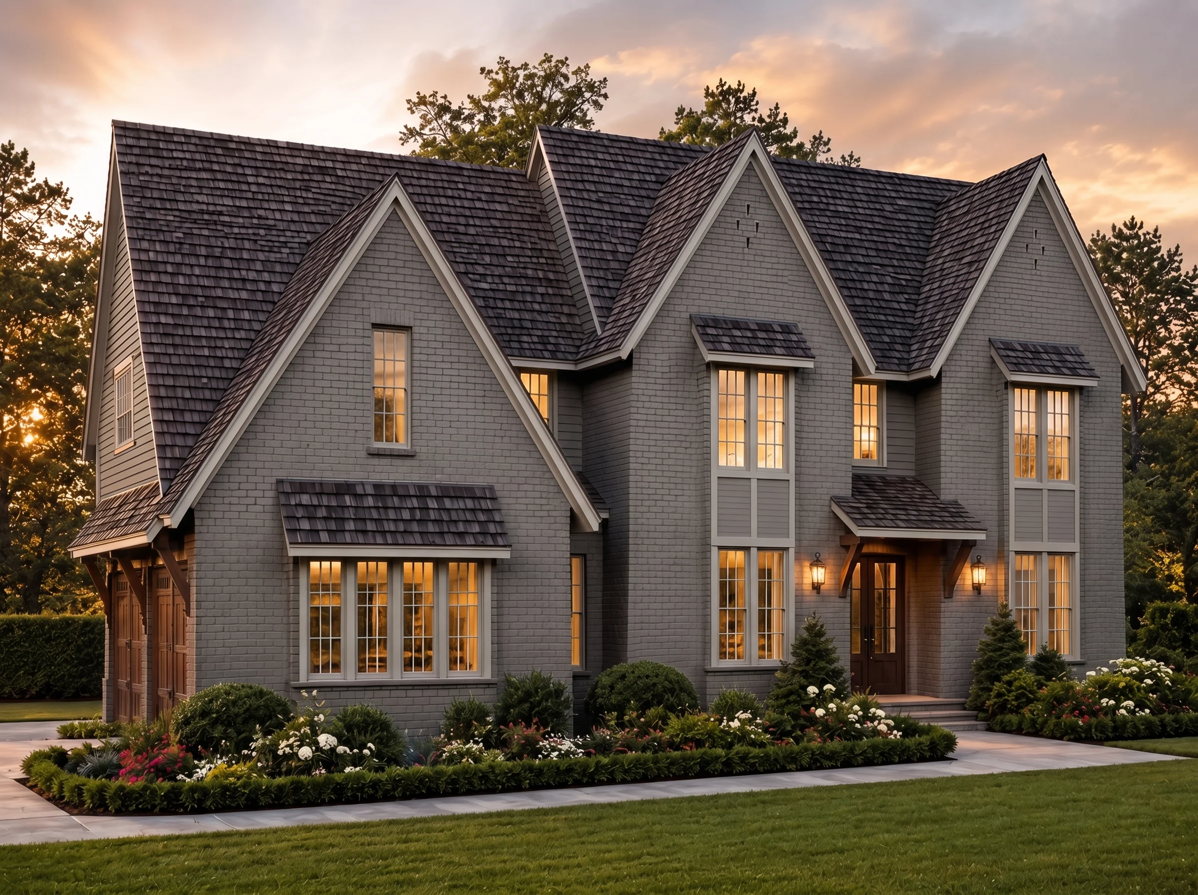 22-1024 HOUSE PLAN – French Country Home Plan – 3-Bed, 3.5-Bath, 3,389 SF - Modern Dark, AI-generated exterior concept