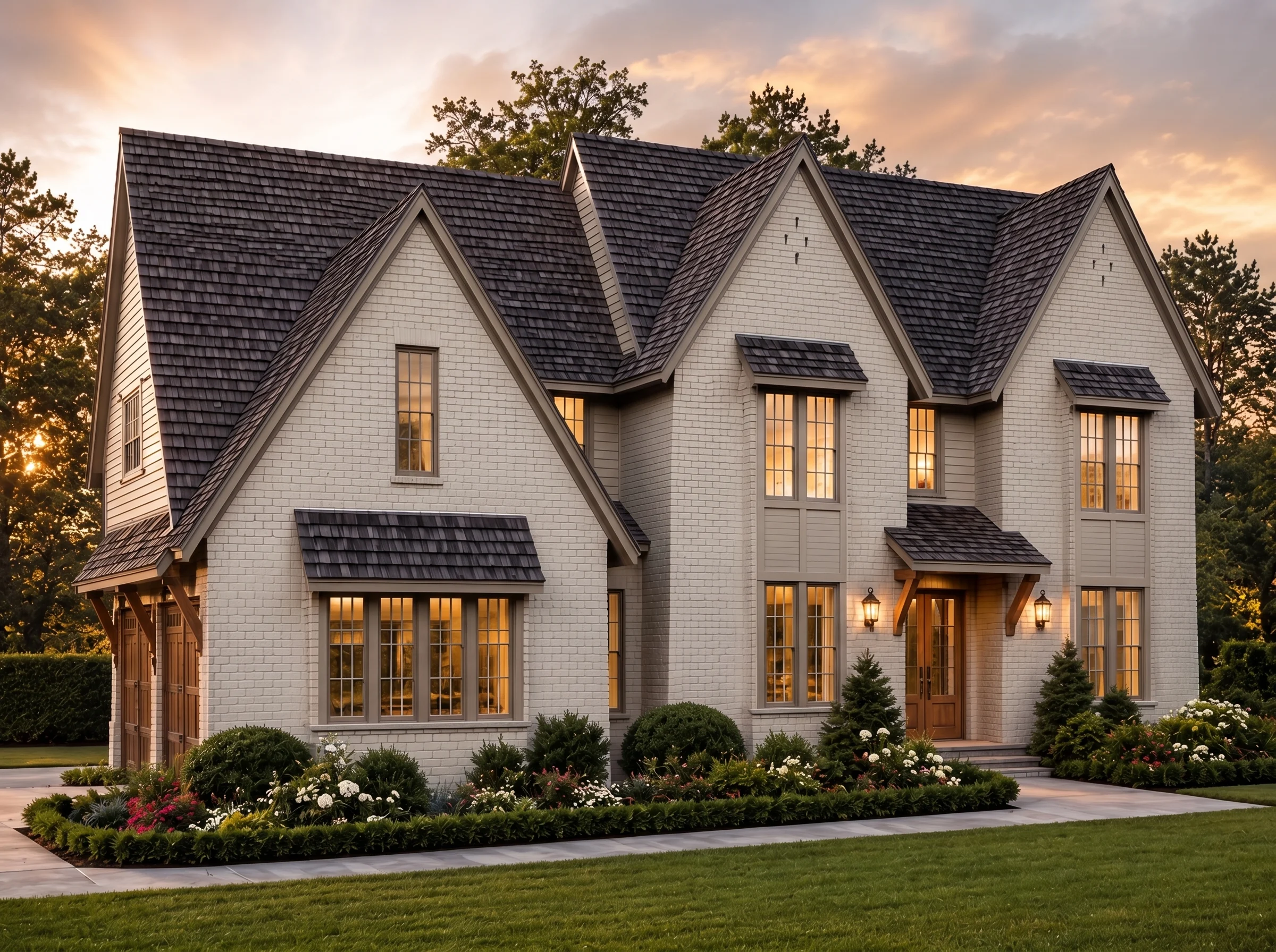 22-1024 HOUSE PLAN – French Country Home Plan – 3-Bed, 3.5-Bath, 3,389 SF - Warm Natural, AI-generated exterior concept