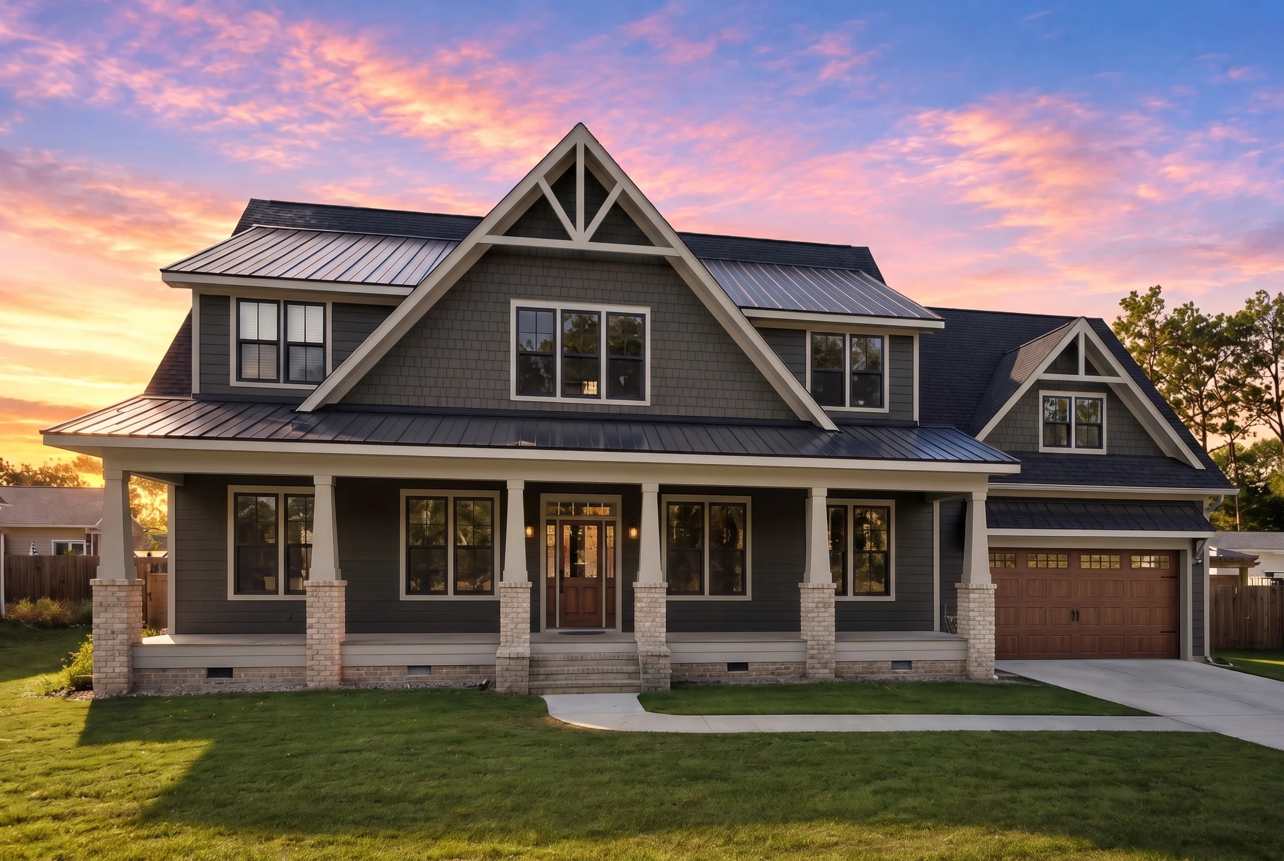 22-1596 HOUSE PLAN – Modern Farmhouse Home Plan – 5-Bed, 4.5-Bath, 3,390 SF - Modern Dark, AI-generated exterior concept