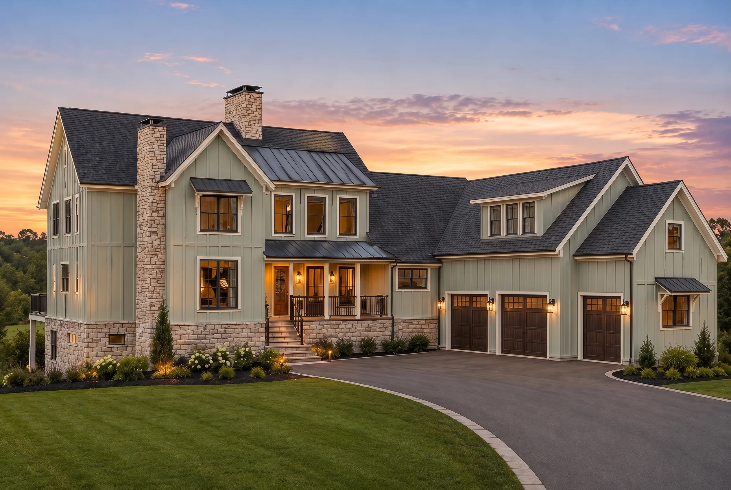 22-2120 HOUSE PLAN – Modern Farmhouse Home Plan – 4-Bed, 5.5-Bath, 5,013 SF - Modern Brick, AI-generated exterior concept