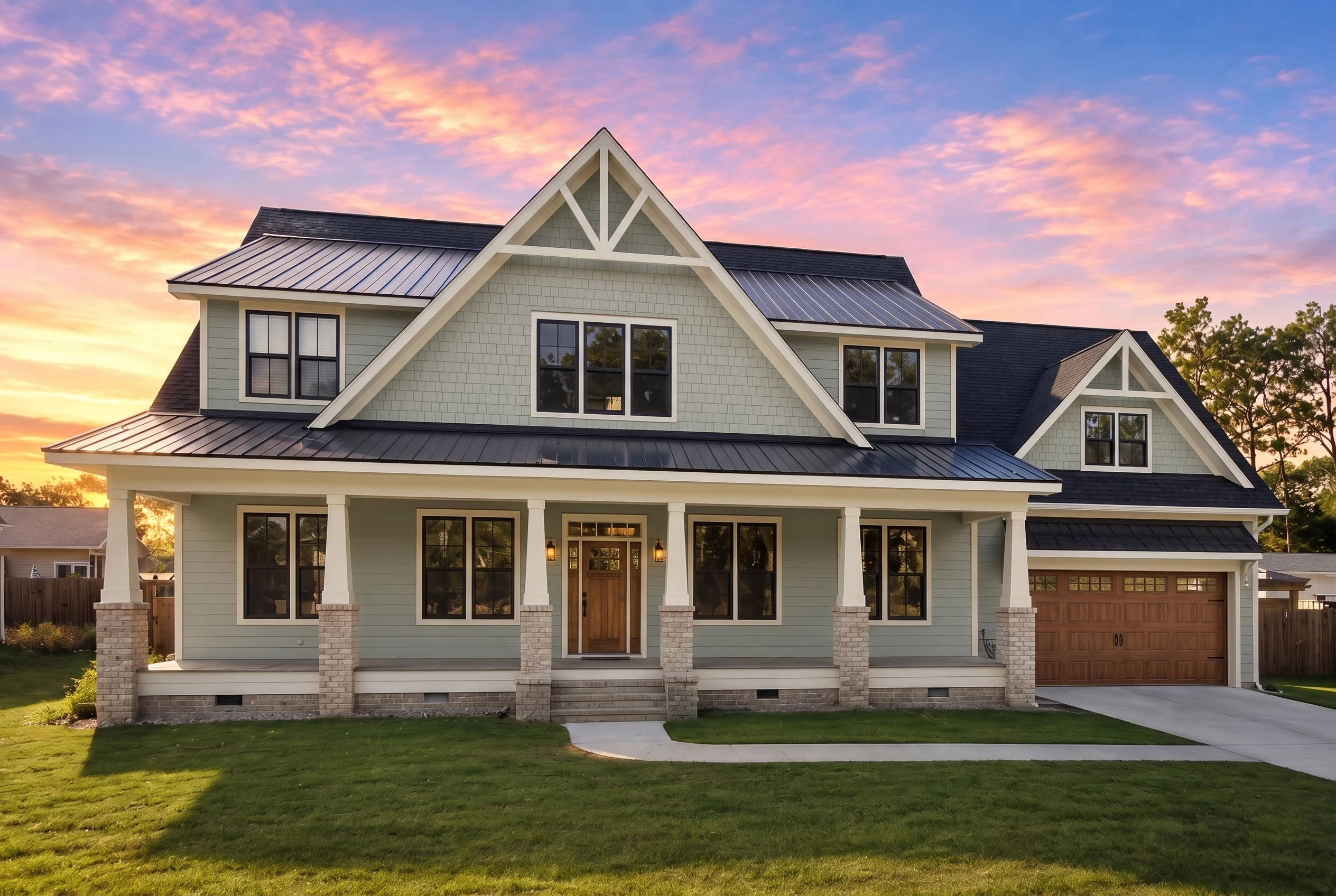 22-1596 HOUSE PLAN – Modern Farmhouse Home Plan – 5-Bed, 4.5-Bath, 3,390 SF - Modern Brick, AI-generated exterior concept
