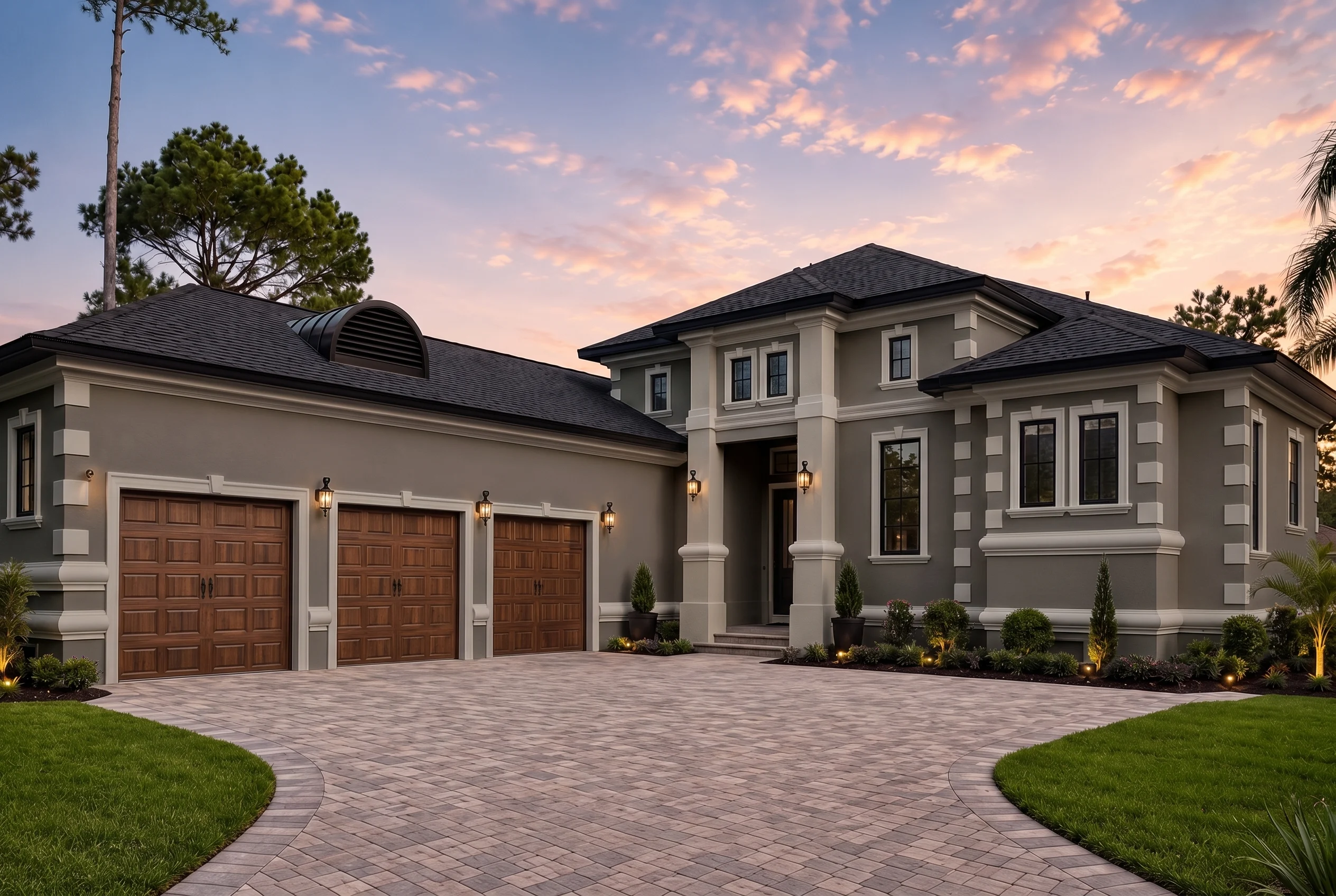 22-1645 HOUSE PLAN – Mediterranean Home Plan – 4-Bed, 3-Bath, 3,061 SF - Modern Dark, AI-generated exterior concept